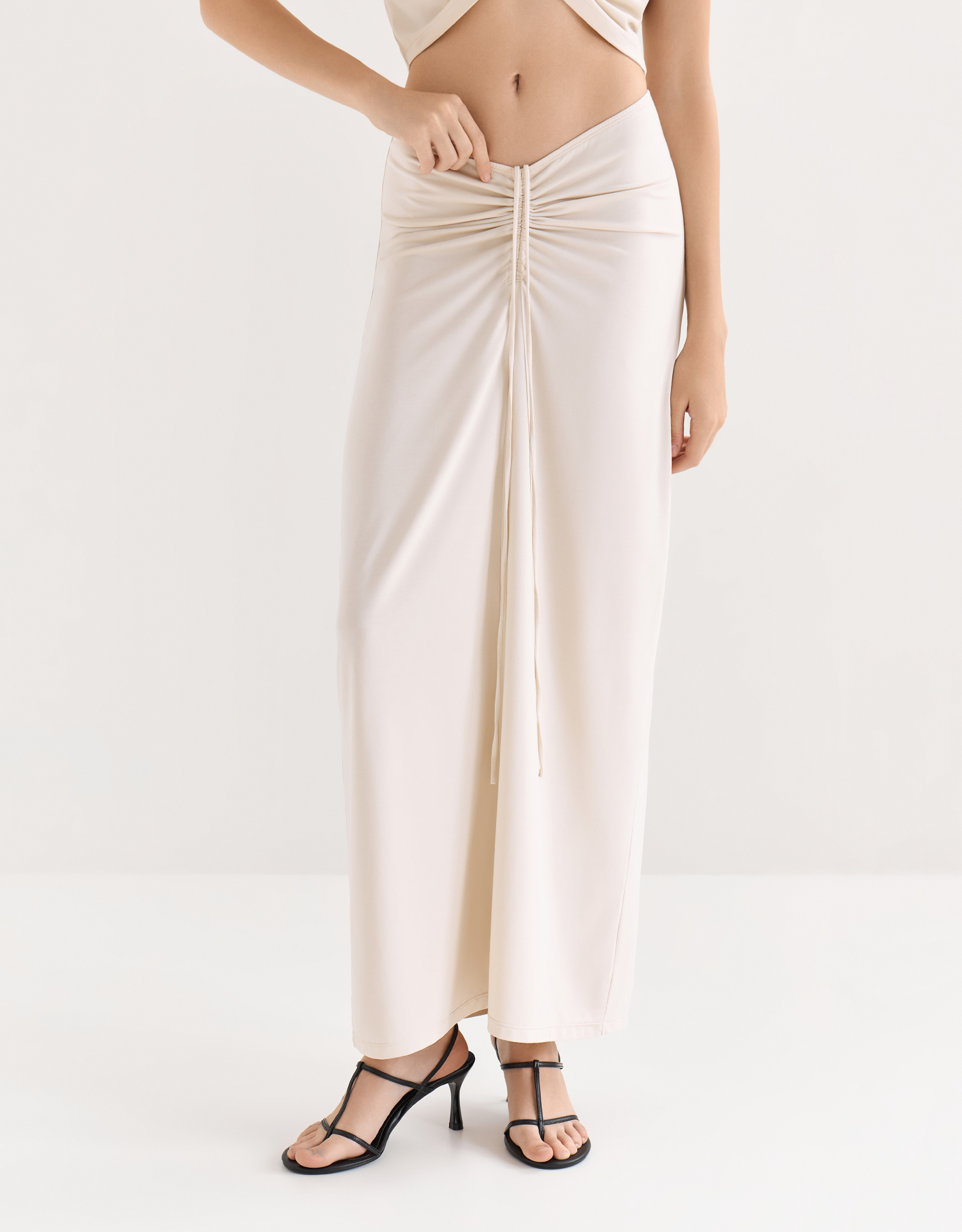 Women's skirt, maxi, size S, with assembly, viscose / polyester, graphite, Ametina, image-1