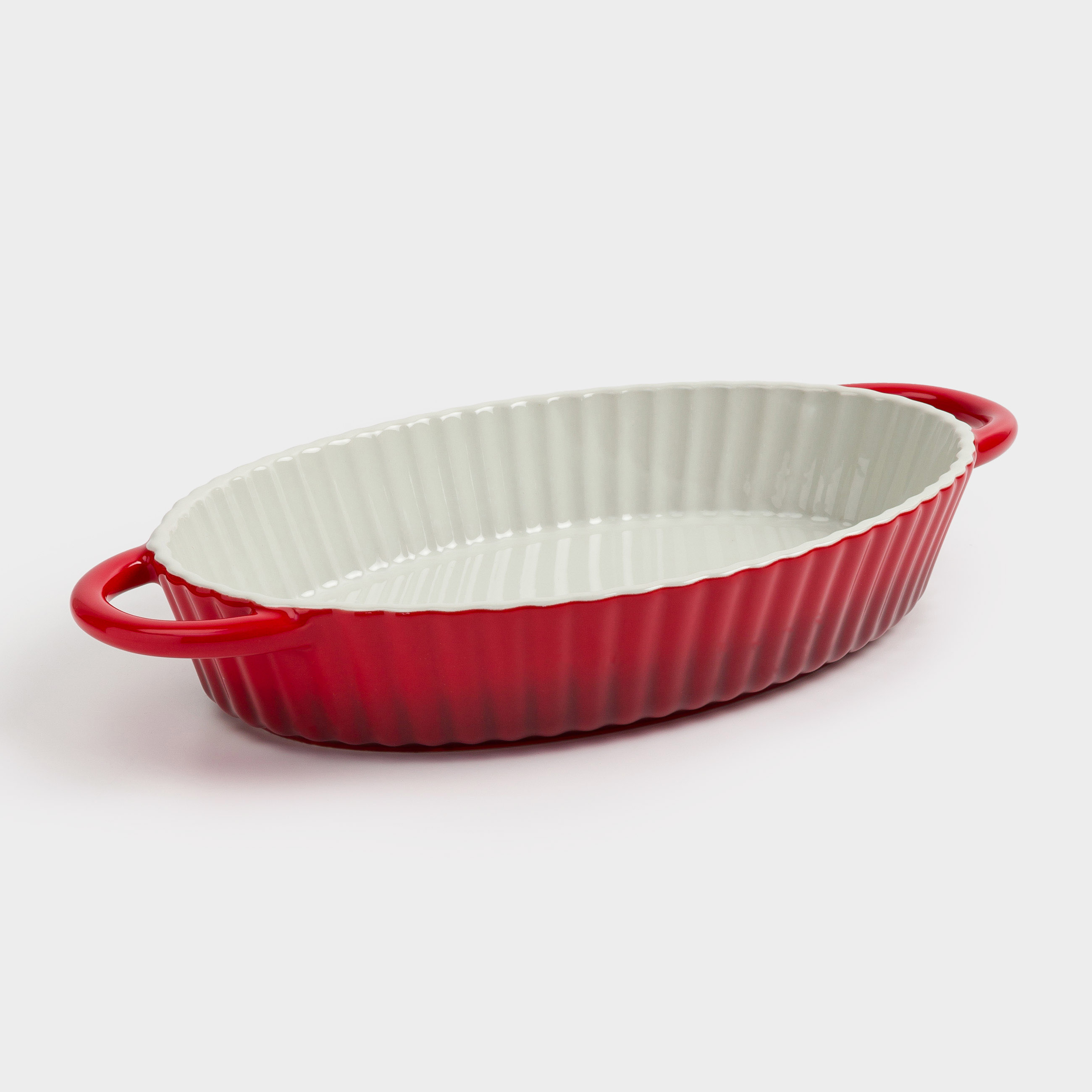 Baking dish, 31x21 cm, ceramic, oval, milkyy burgundy, gradient, Cakes gradient