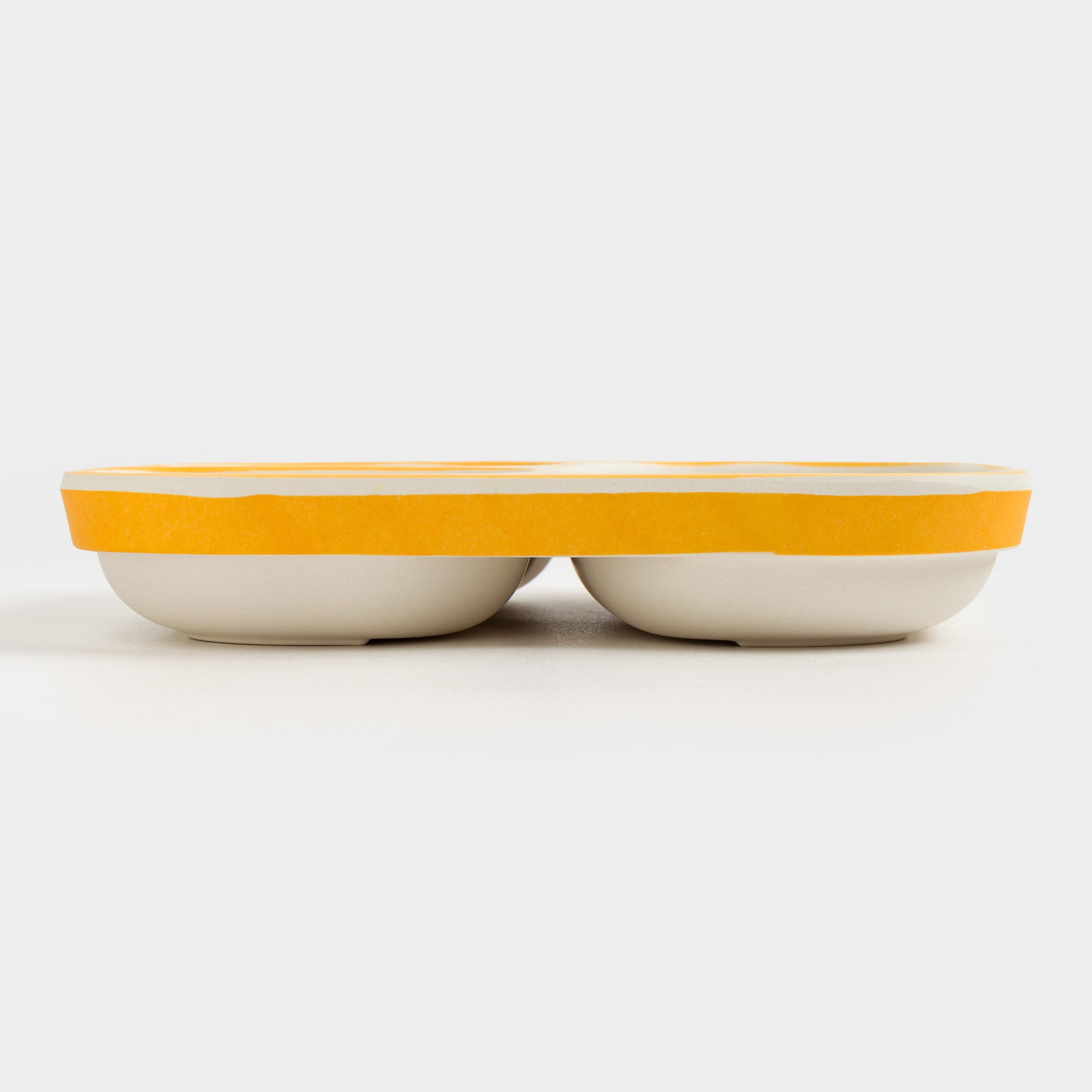Dining plate, children's, 18 cm, 3 otd, bamboo, square, yellow, Dinosaurs, Dino, image-1