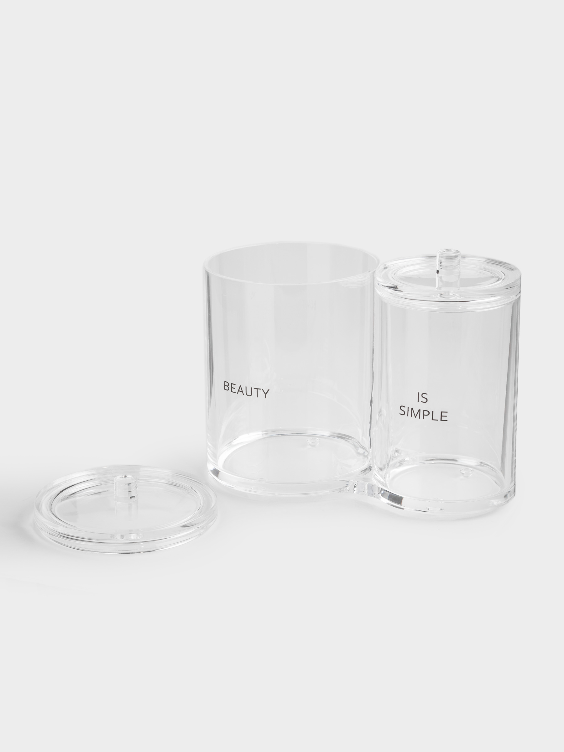 Cotton pad / swabs container, 15x12 cm, 2 compartments, with lid, plastic, Basic font, image-5