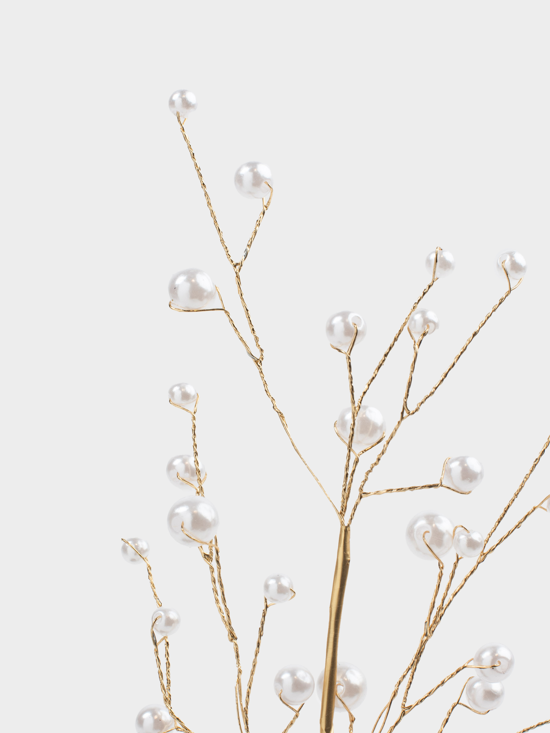 Decorative branch, 60 cm, plastic / metal, champagne, Pearls, Balls decor, image-3
