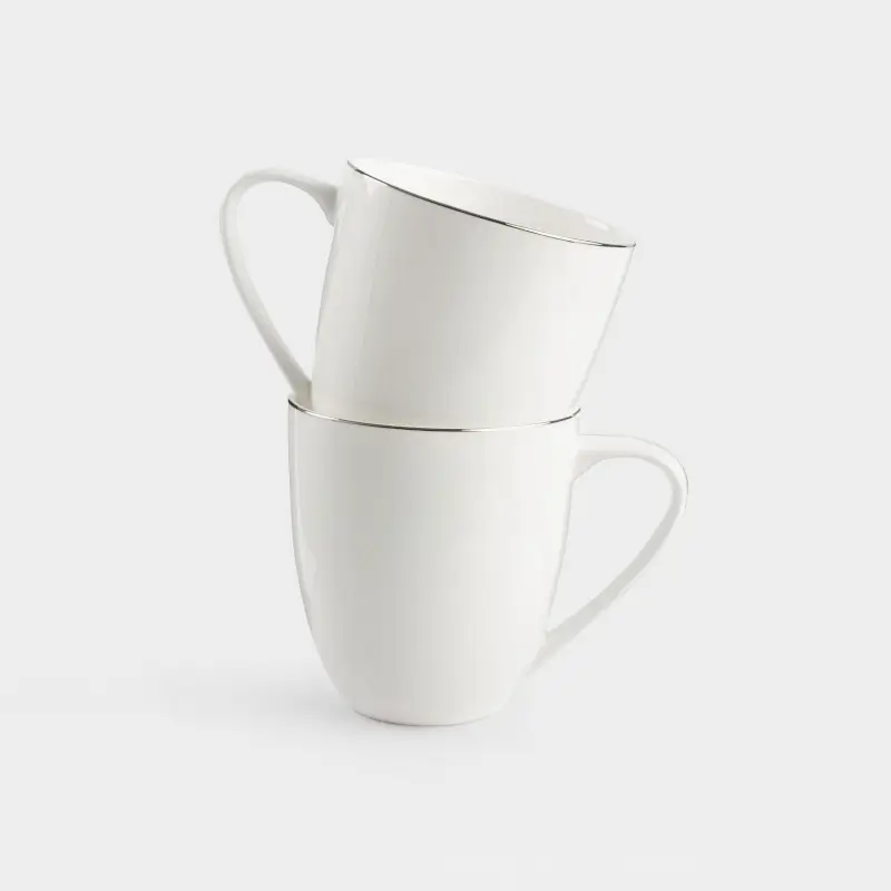 Mug, 450 ml, 2 pcs, porcelain F, white, Ideal silver ,image-0