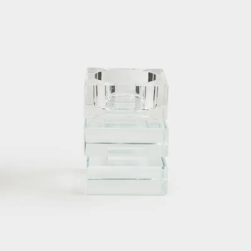 Candlestick, 7 cm, for tea candle, glass, Polyhedron, Lux crystal