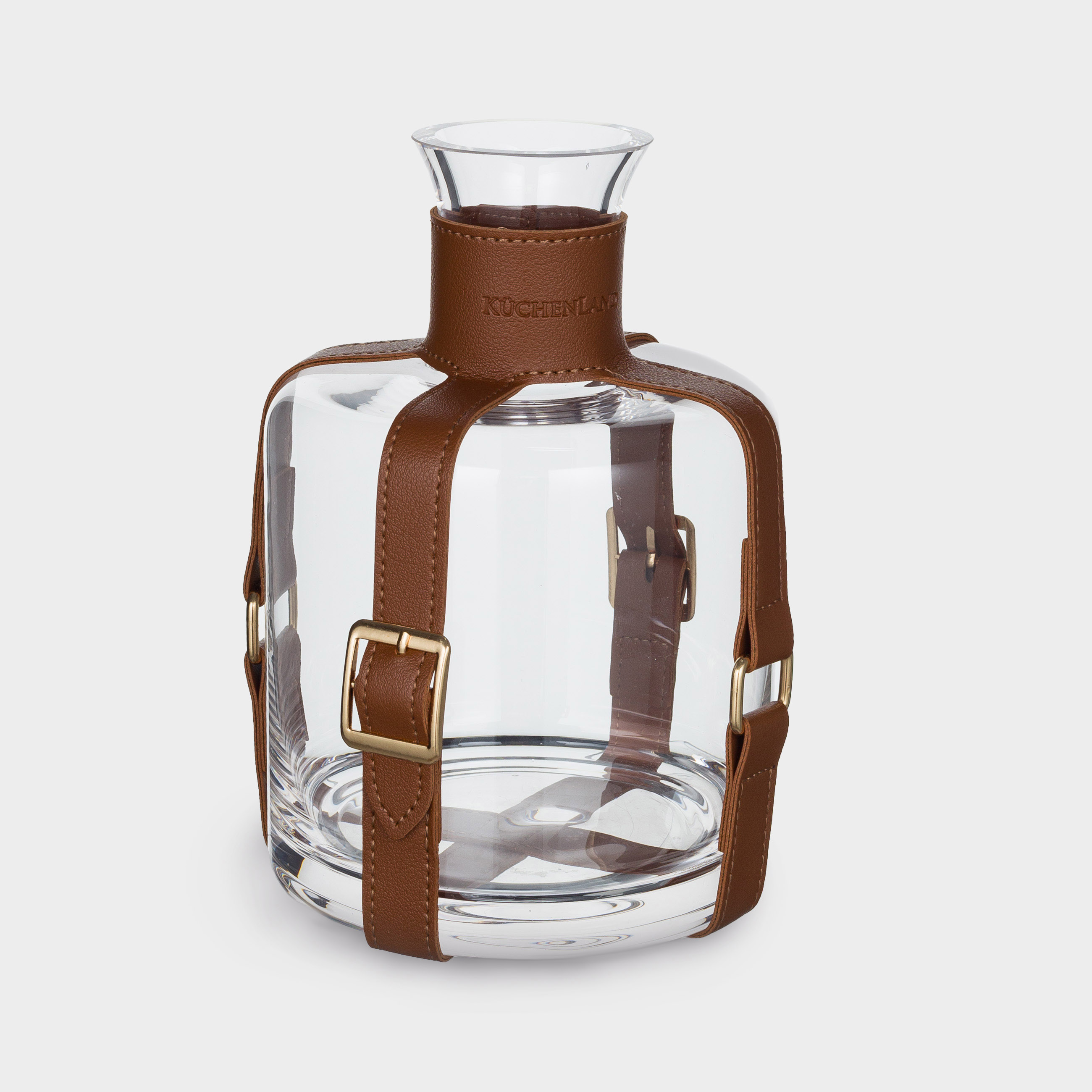 Decanter, 1,1 l, glass / PU leather, Clear devo, image-1