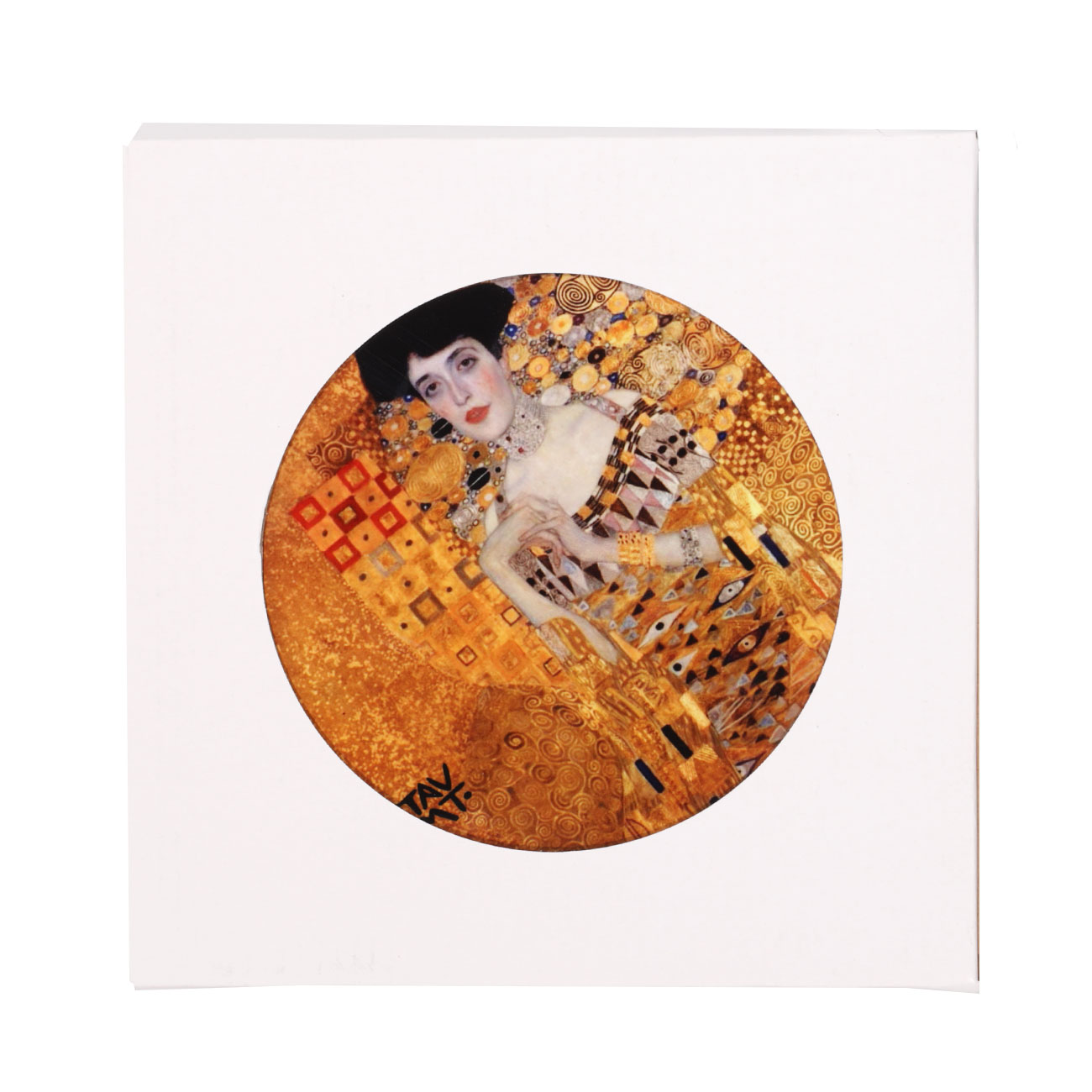 Coaster, 23x18 cm, with handle, ceramic / cork, Gold Adele, Klimt, Art Adele