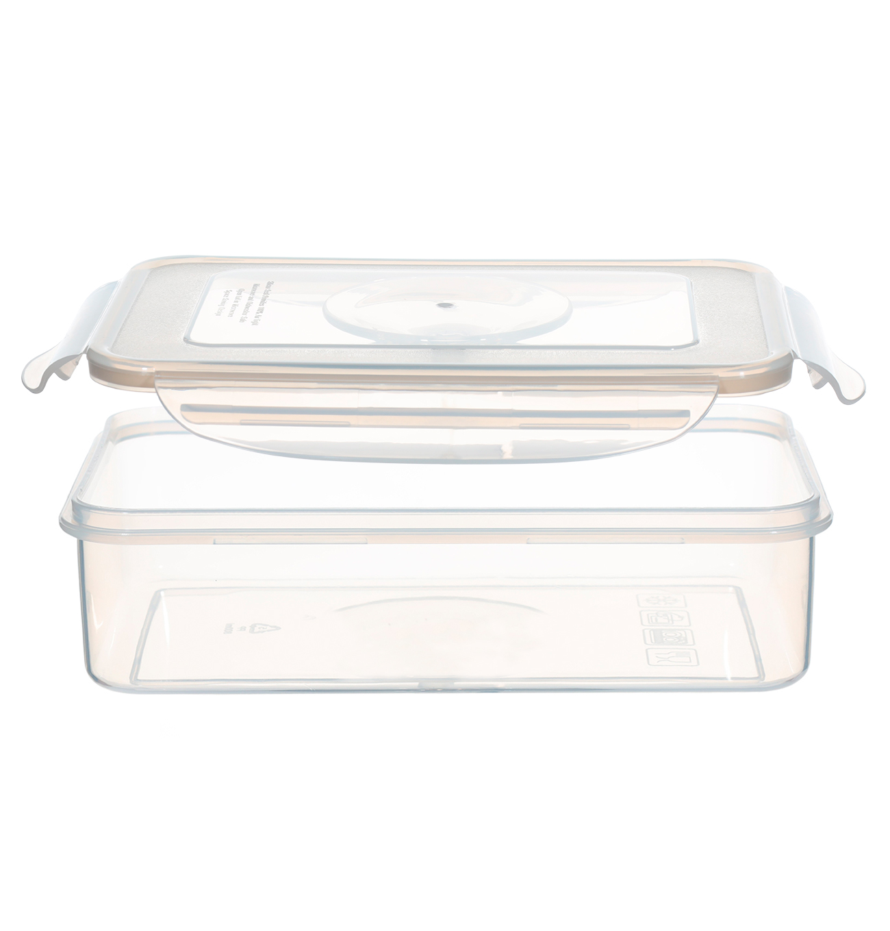 Container, 800 ml, with clips, plastic / silicone, rectangular, beige, Roomy clip, image-1