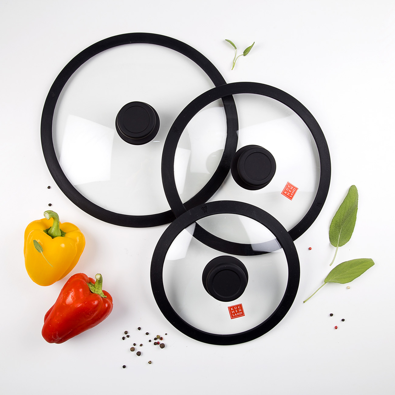 Lid, 28 cm, glass T / silicone, Solution accessory