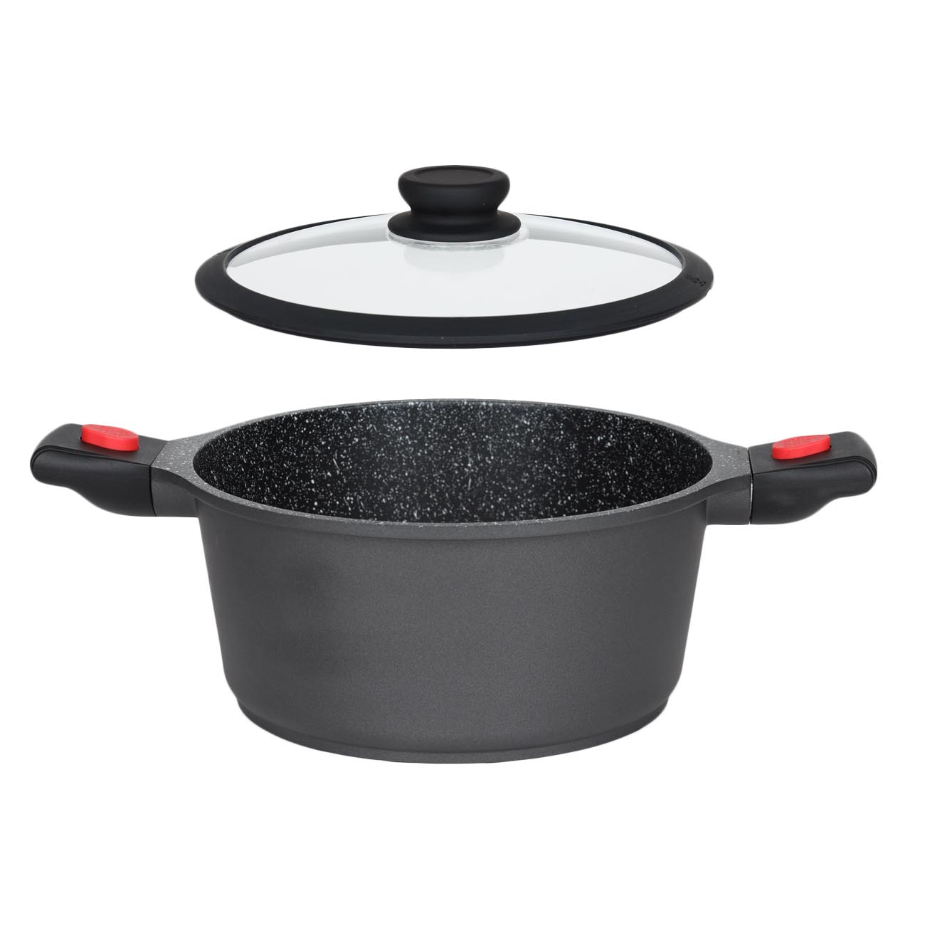 Pot, 20 cm, 2.5 l, with lid, removable handles, coated, aluminum, Solution Red 2