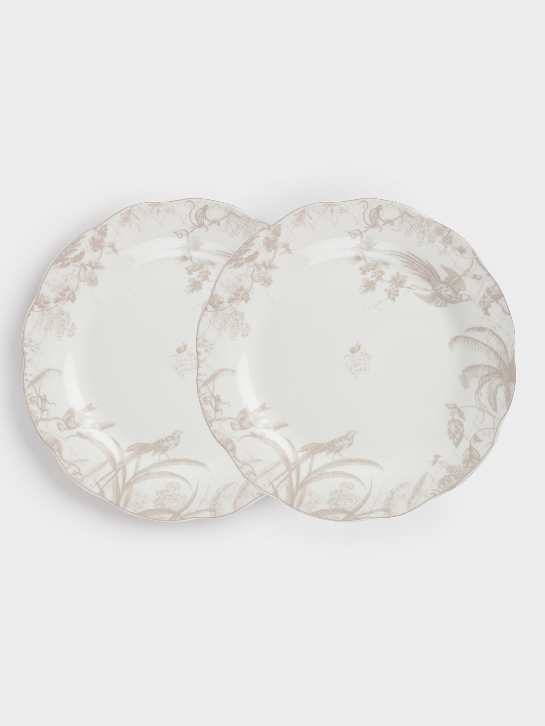 Dinner plate, 27 cm, 2 pcs, porcelain P, white and beige, Jungle, Tropical, image-0
