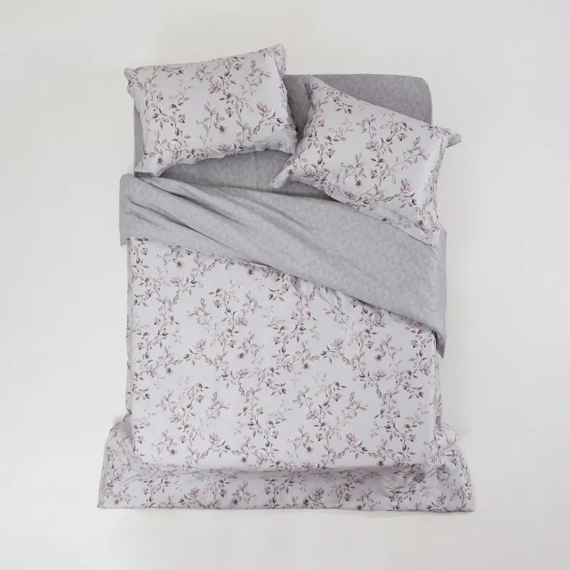 Bed linen set, Euro, Tencel 300 TC, grey, Branches, Tencel, image-0