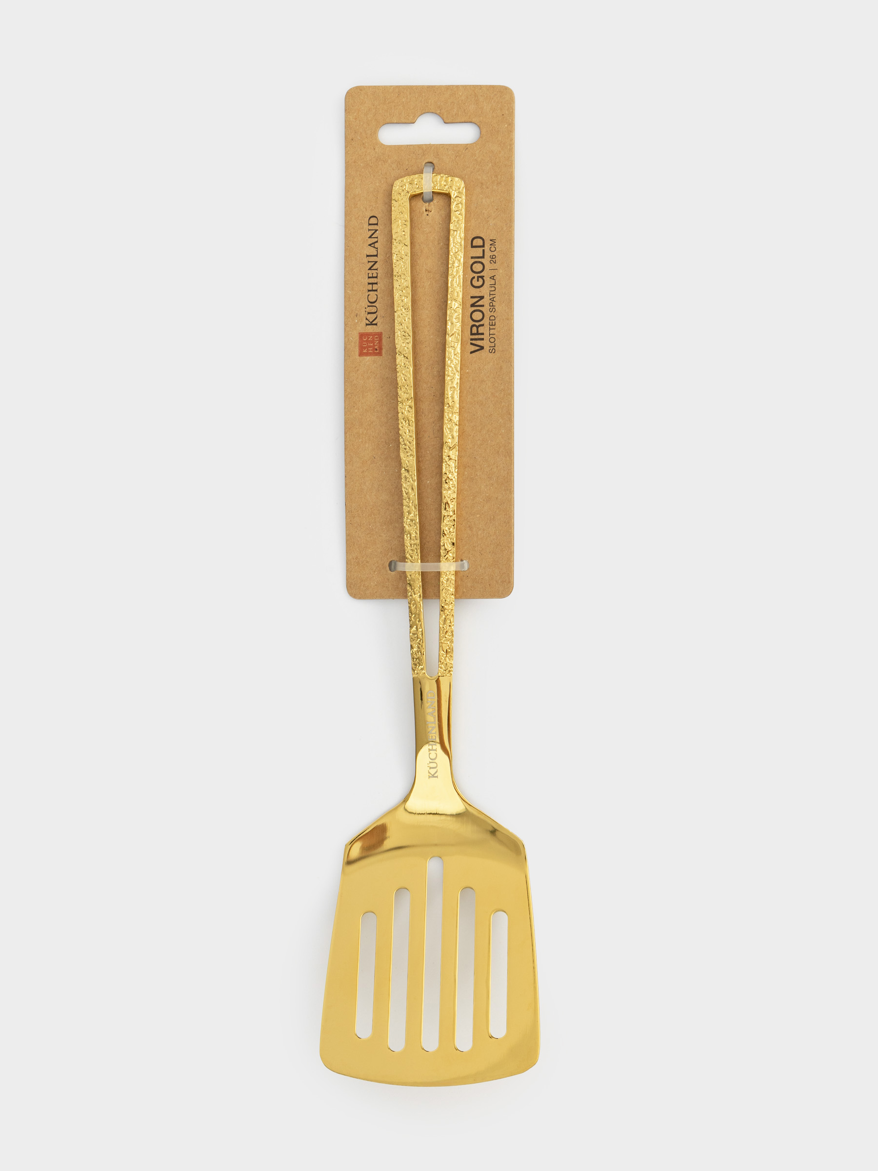 Spatula, 25 cm, with slits, steel, golden, Viron gold, image-4