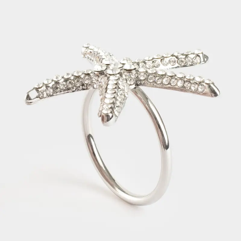 Napkin ring, 6 cm, metal, Silver, Starfish, Seaside ,image-0