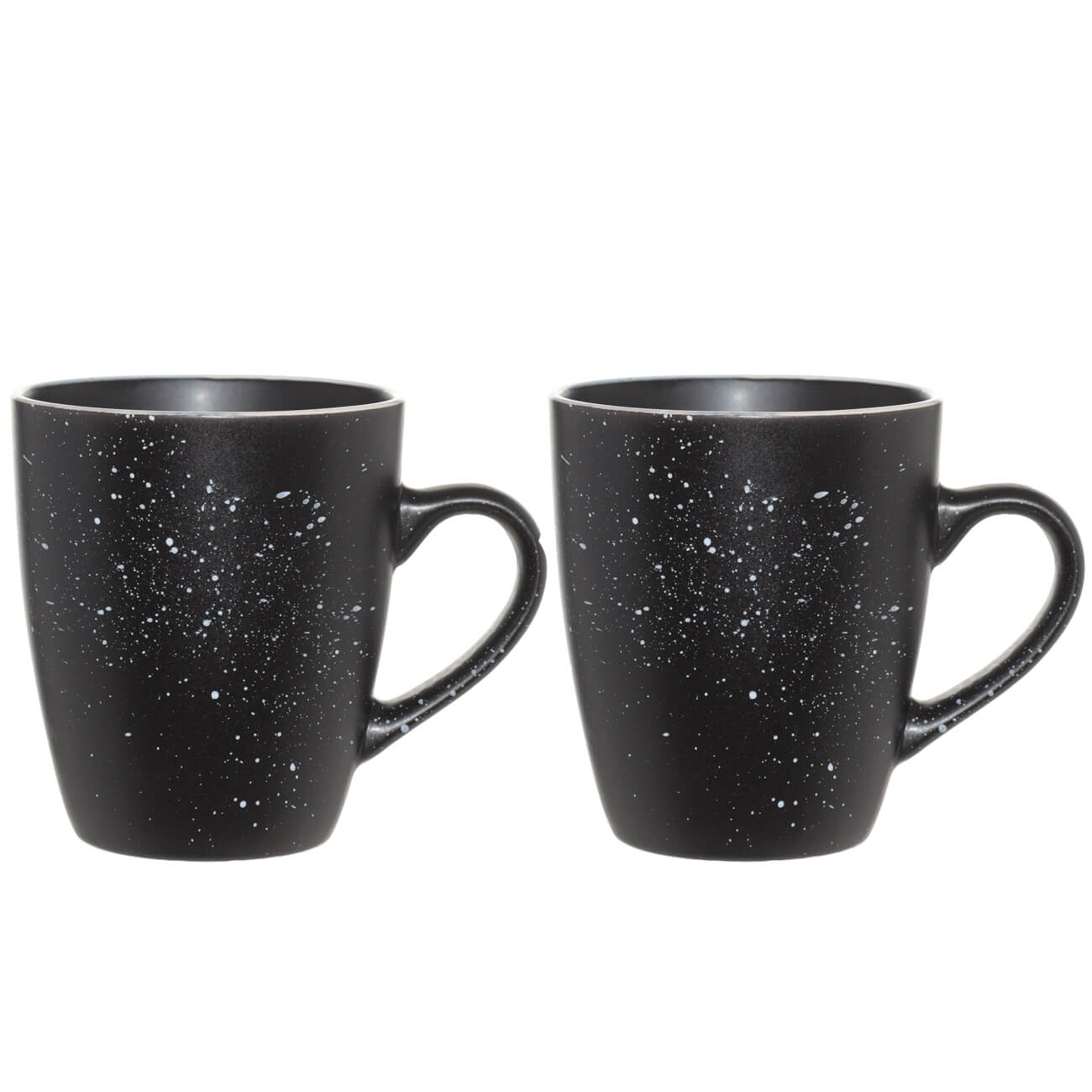 Mug, 400 ml, 2 pcs, ceramic, black, speckled, Particle