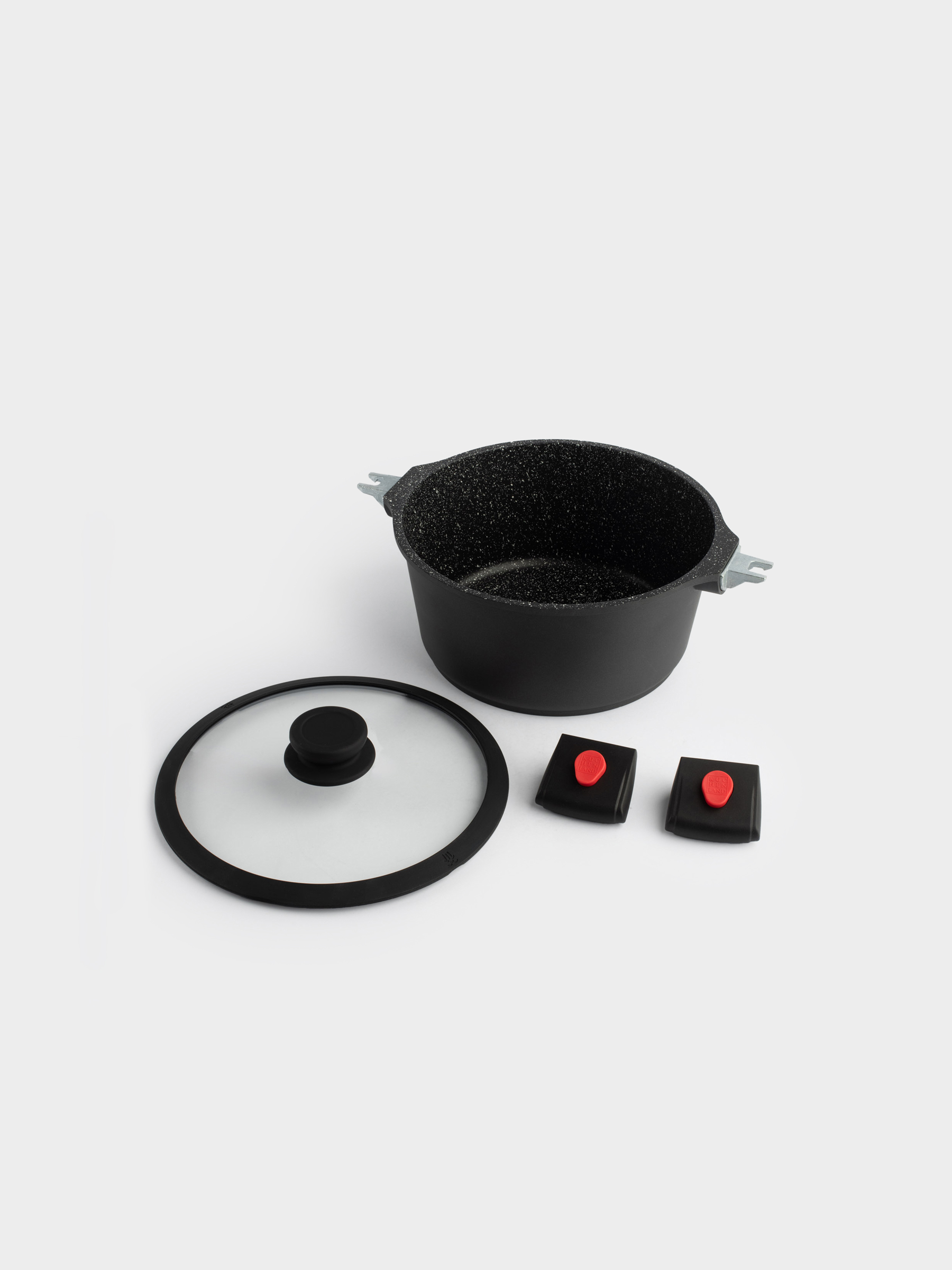 Pot, 24 cm, 4.5 l, with lid, removable handles, coated, aluminum, Solution Red 2, image-2