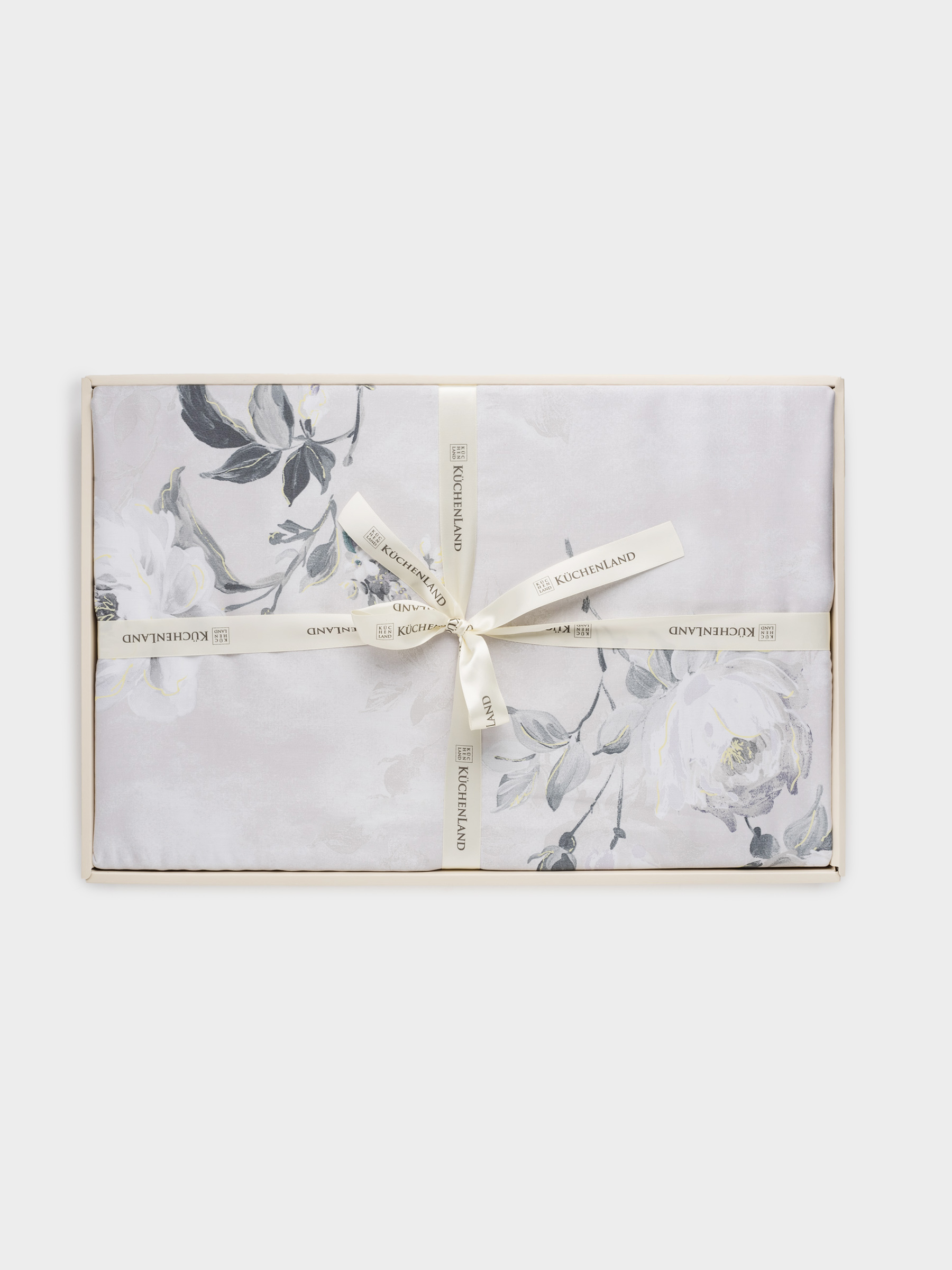 Bed linen set, euro, Tencel 300 TC, light grey, Flowers, Tencel, image-7