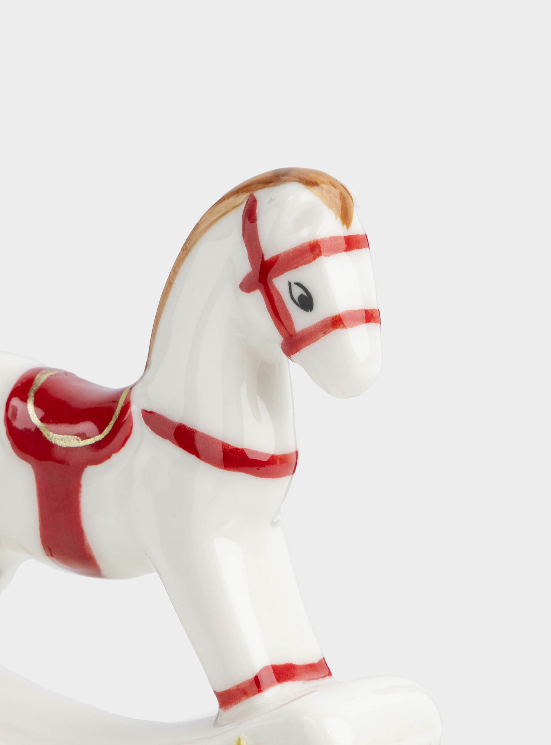 Statuette, 7 cm, porcelain P, white, rocking horse, Antique horse, image-4