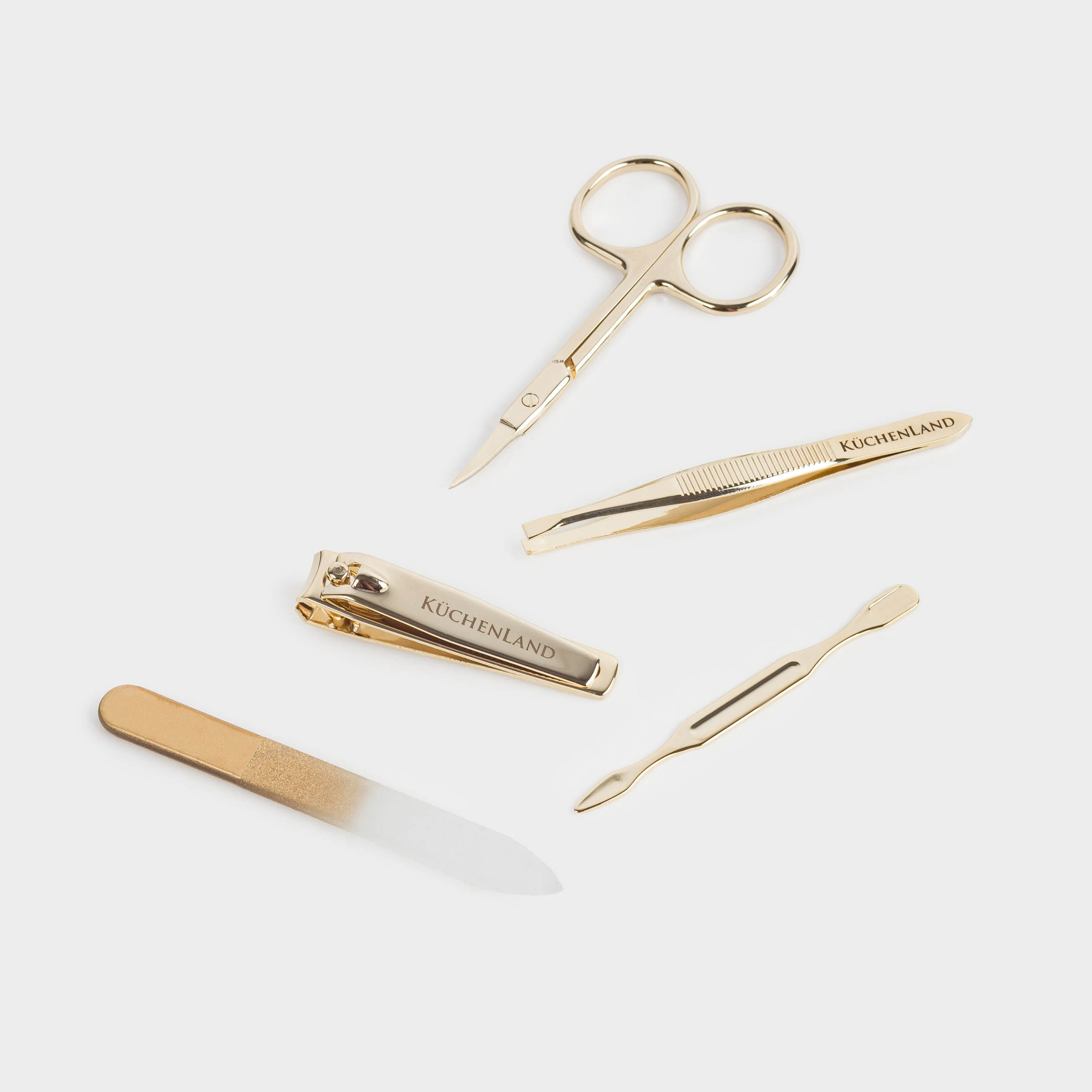 Manicure set, 5 items, steel, golden, Manicure gold, image-4