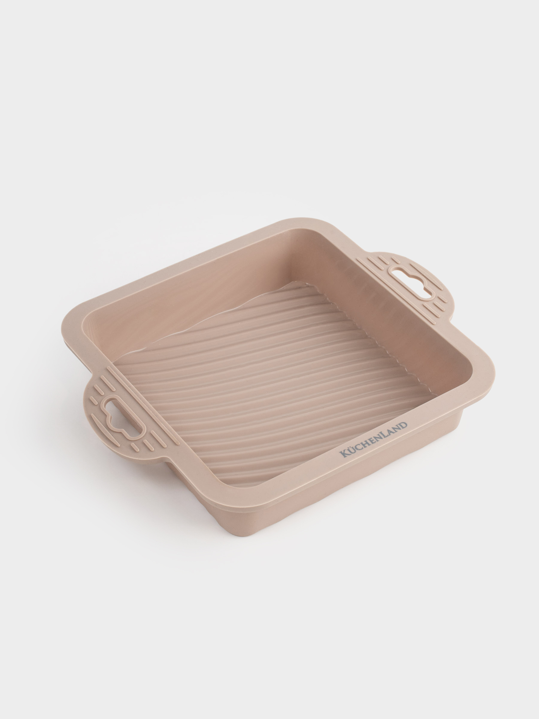 Baking dish, 22x18 cm, with handles, silicone, square, gray-brown, Bakery, image-4