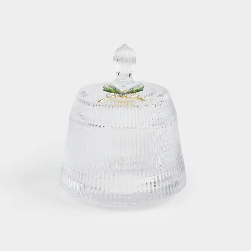 Storage container, 11x13 cm, 250 ml, glass R / rhinestones, Butterfly, Butterfly ,image-0