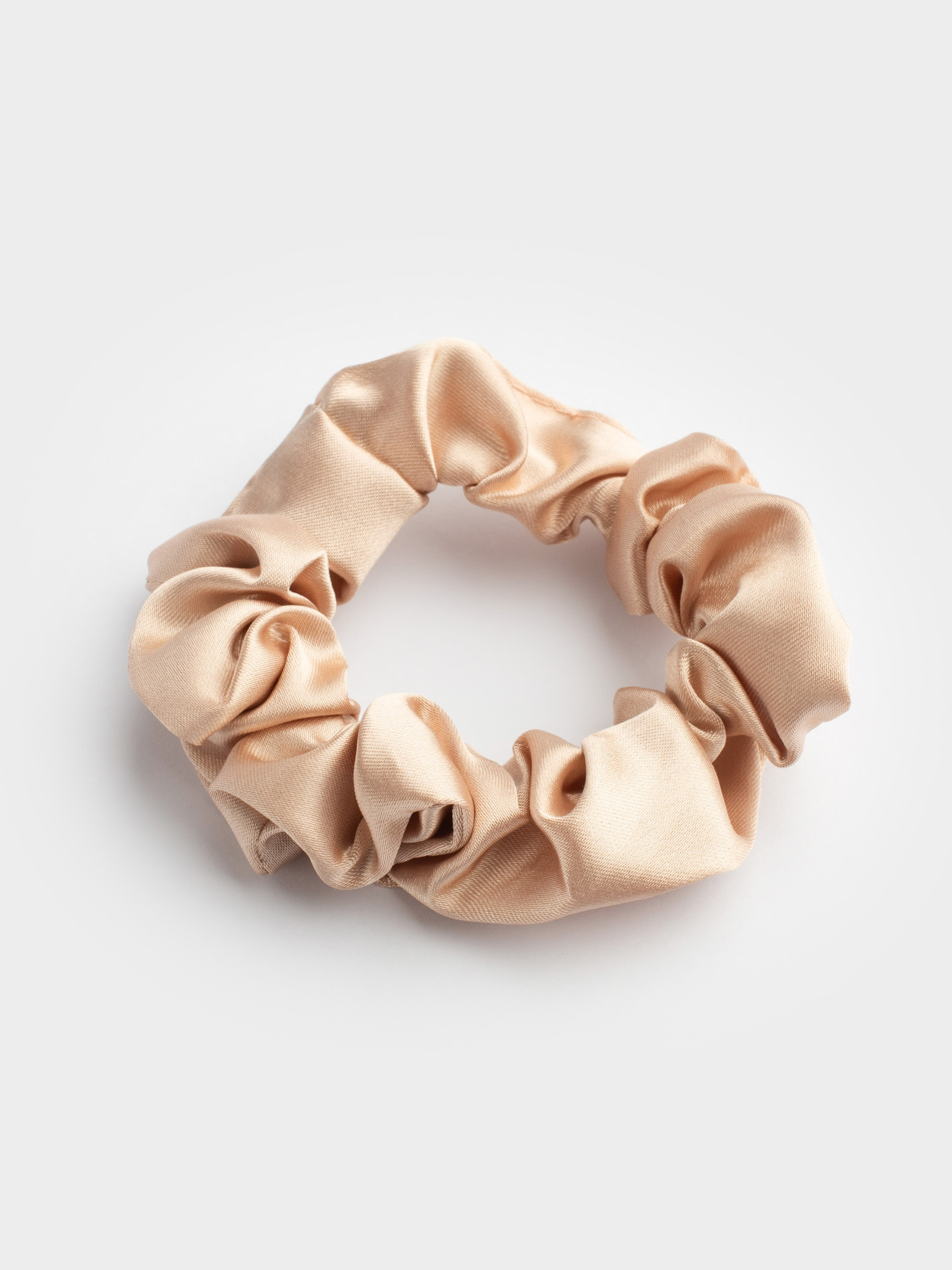 Elastic band for hair, 6 cm, satin, beige, Silk, image-1