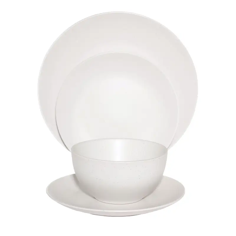 Dining set, 6 pers, 18 pr, ceramic, milk, speckled, Particle ,image-0