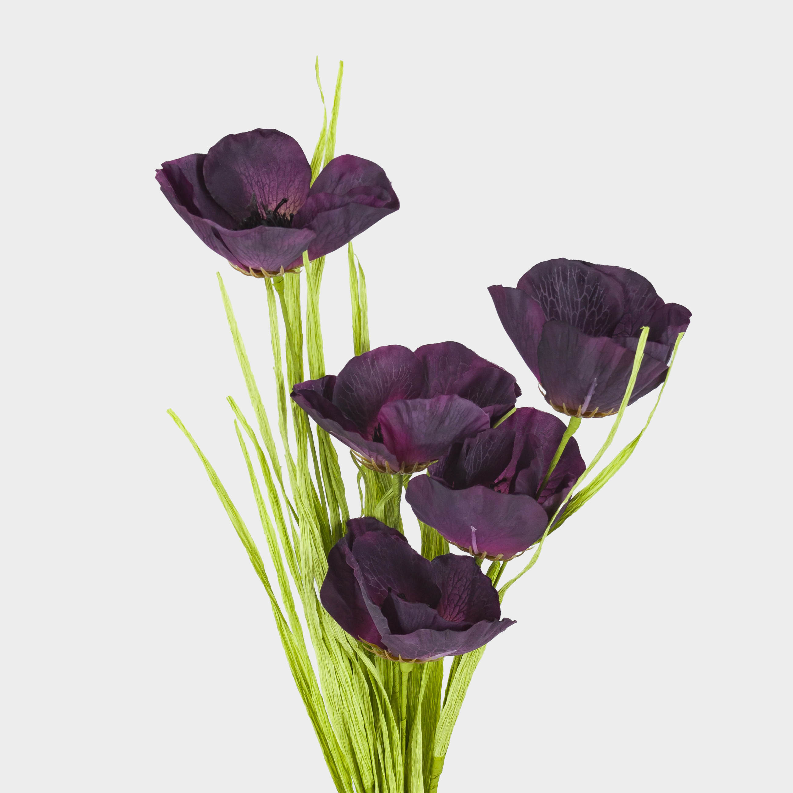 Decorative branch, 50 cm, plastic / paper, Purple poppy, Flower garden, image-1
