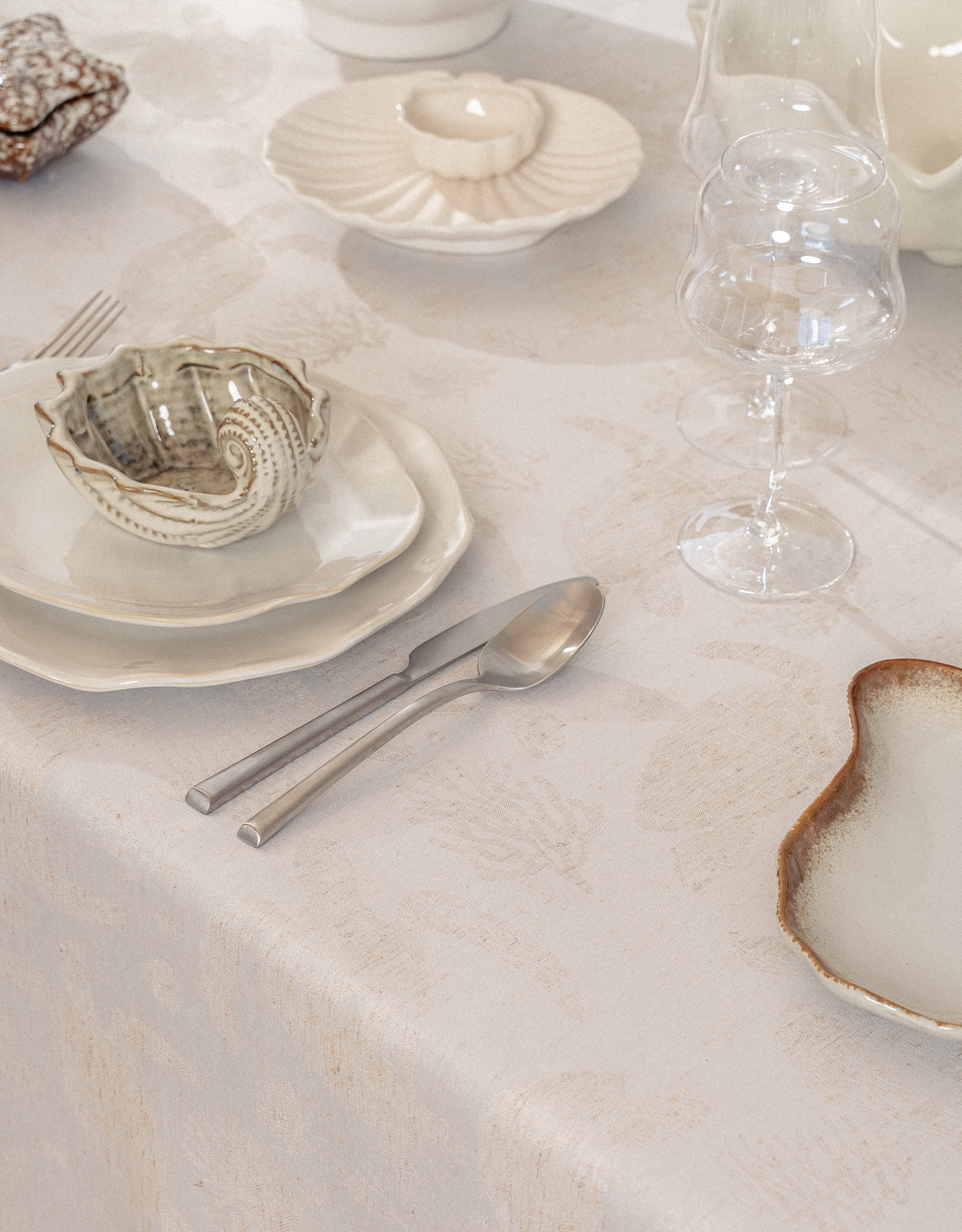Tablecloth, 160x160 cm, jacquard, polyester / linen, beige, Turtles, Marine turtles, image-3