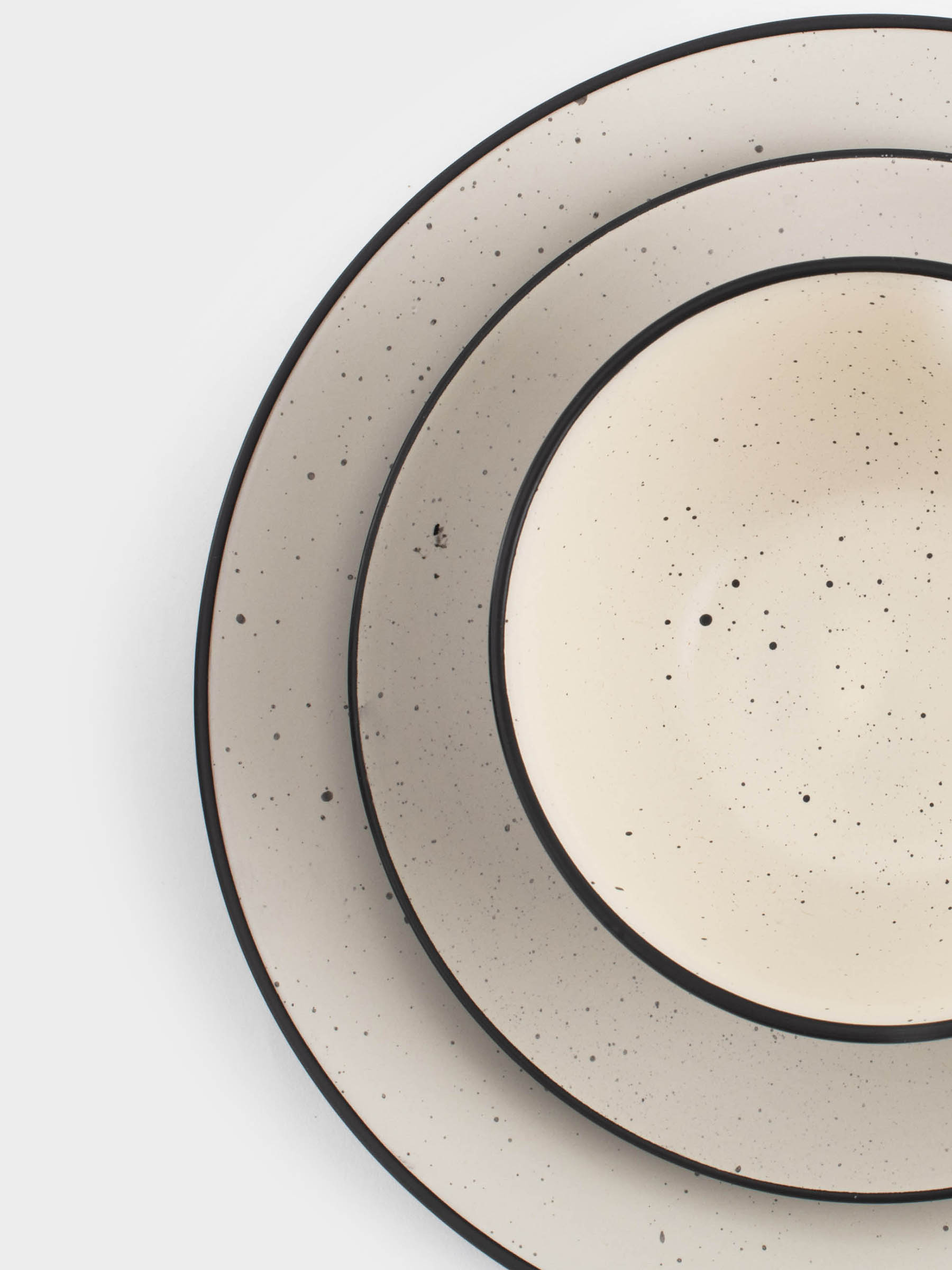 Dinner set, 6 persons, 18 ave, ceramics, black and white, speckled, Isernia, image-6