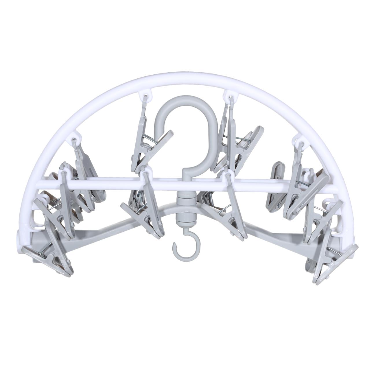 Sock and underwear dryer, 20 clothespins, hanging, plastic, white-gray, Compact, image-1