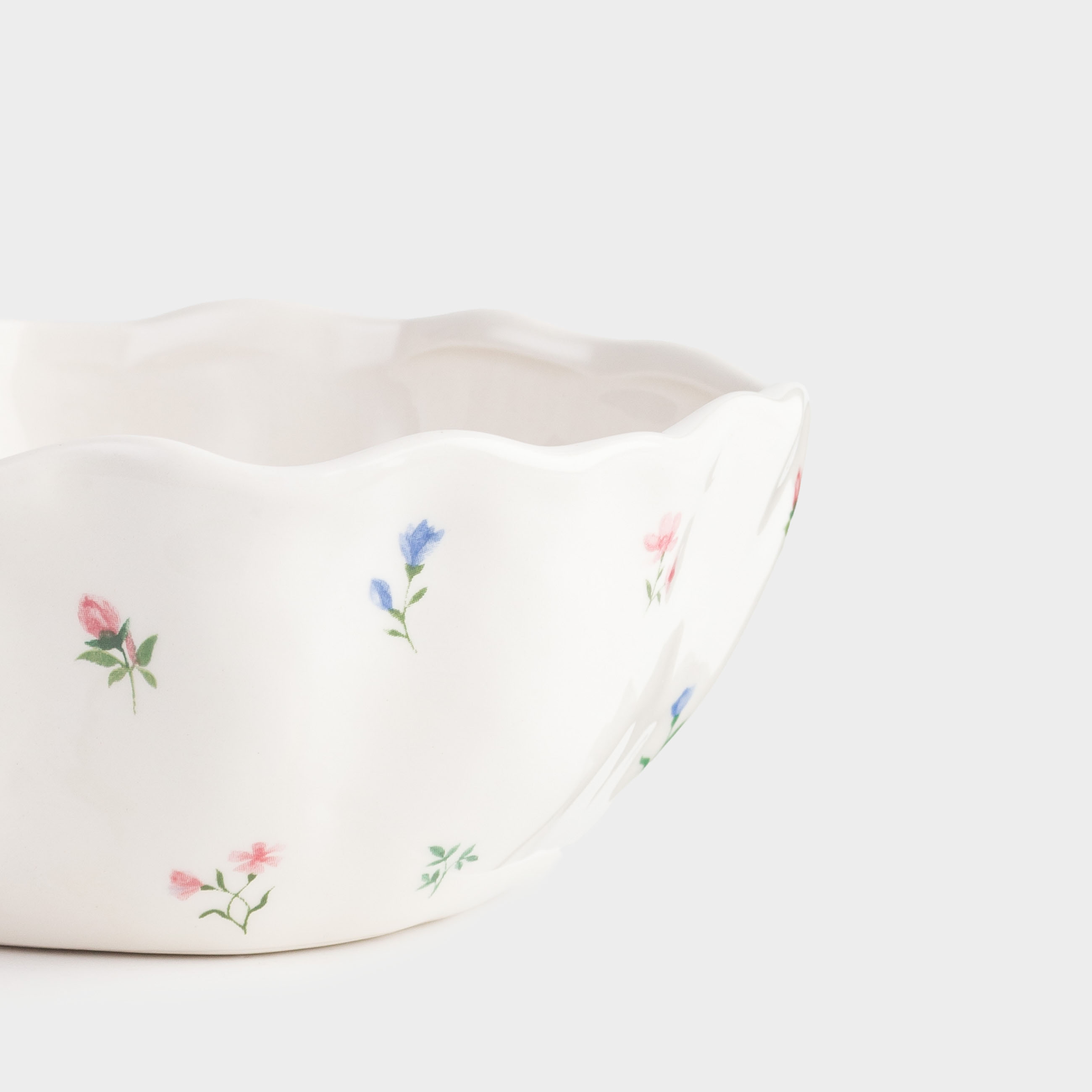Salad bowl, 15x6 cm, 420 ml, ceramic, milky, Flowers, El flora