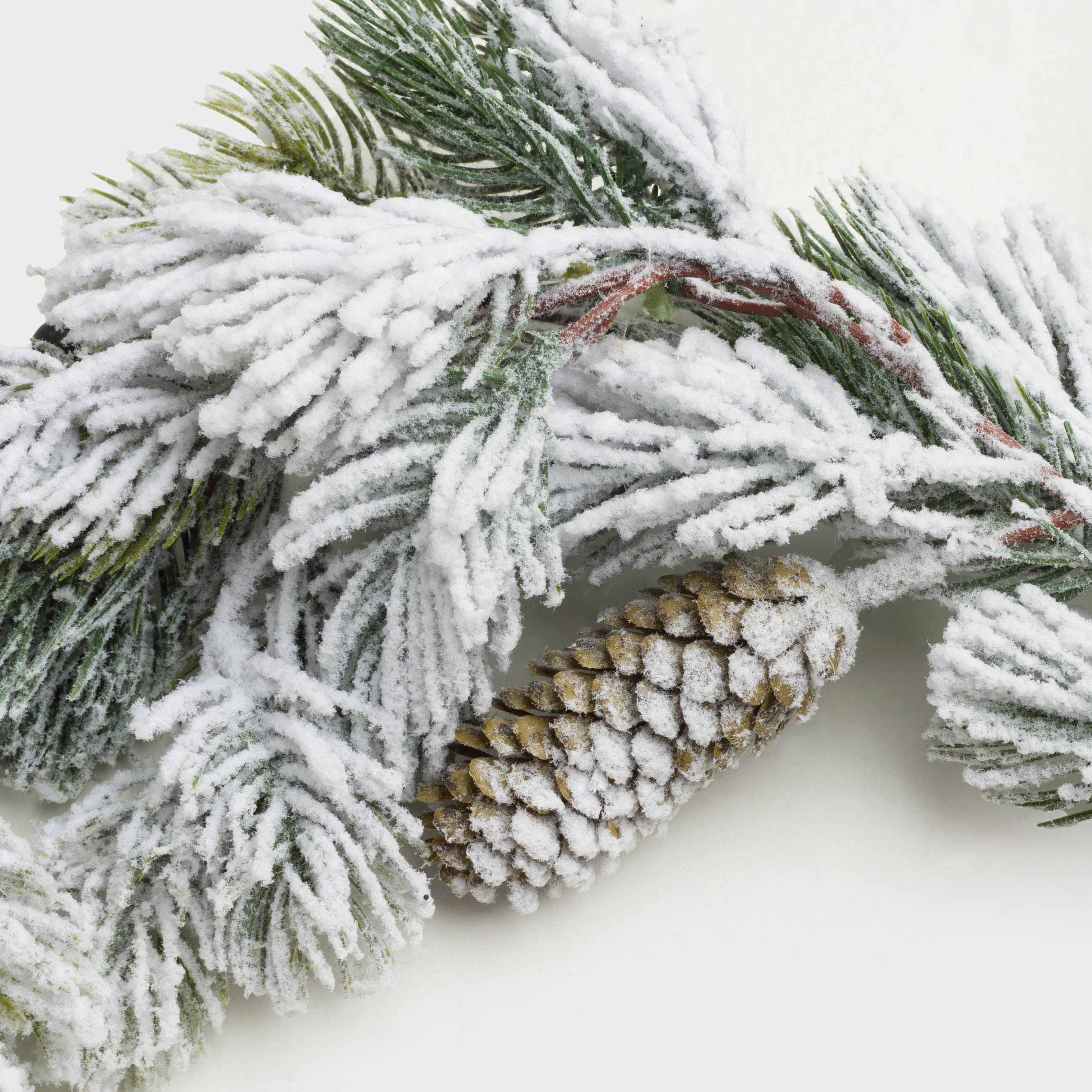 Decorative garland, 1,3 m, plastic / foam, Blue berries and cones on branches, Blue berry, image-3