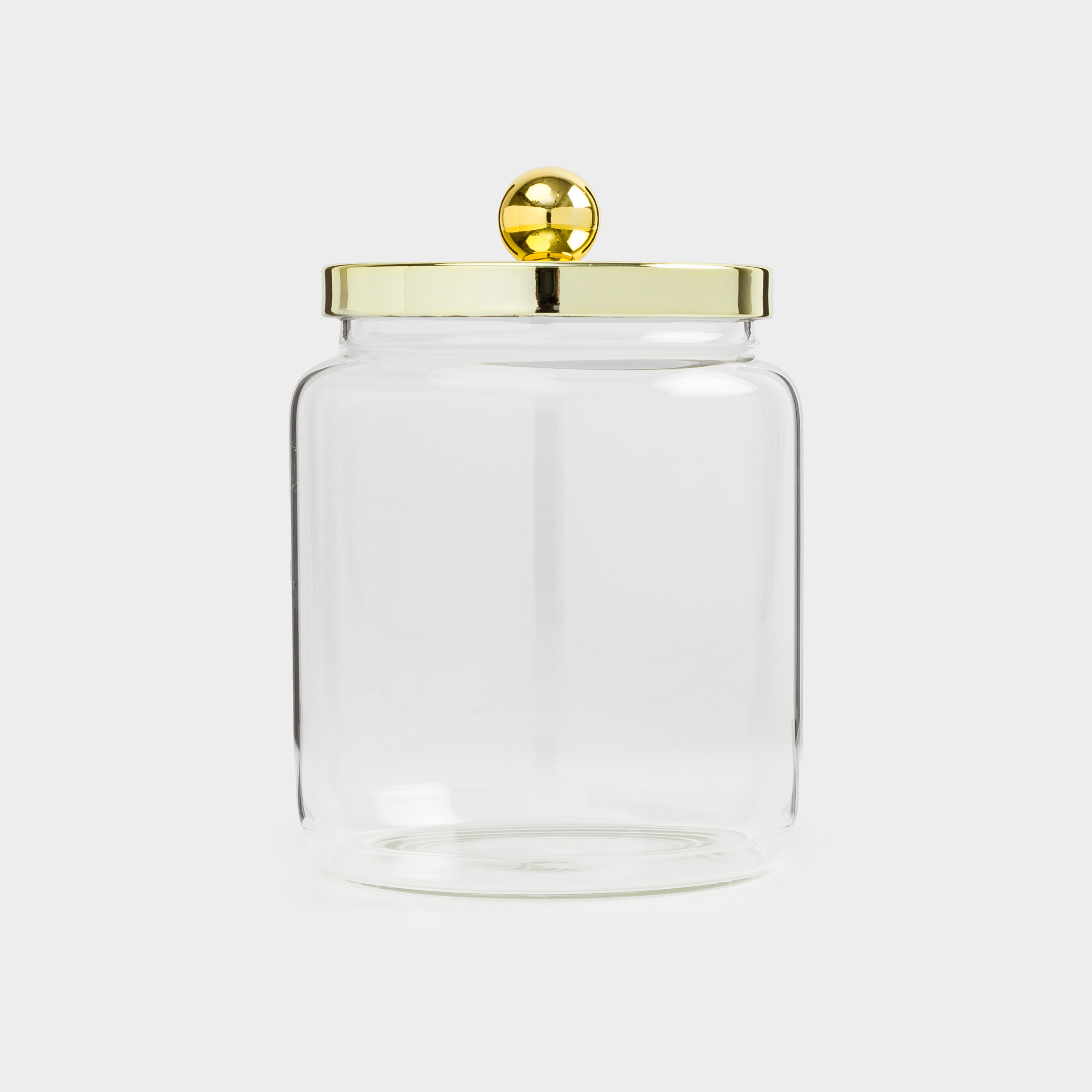 Storage container, 9x12 cm, 450 ml, glass / metal, gold, Classic gold