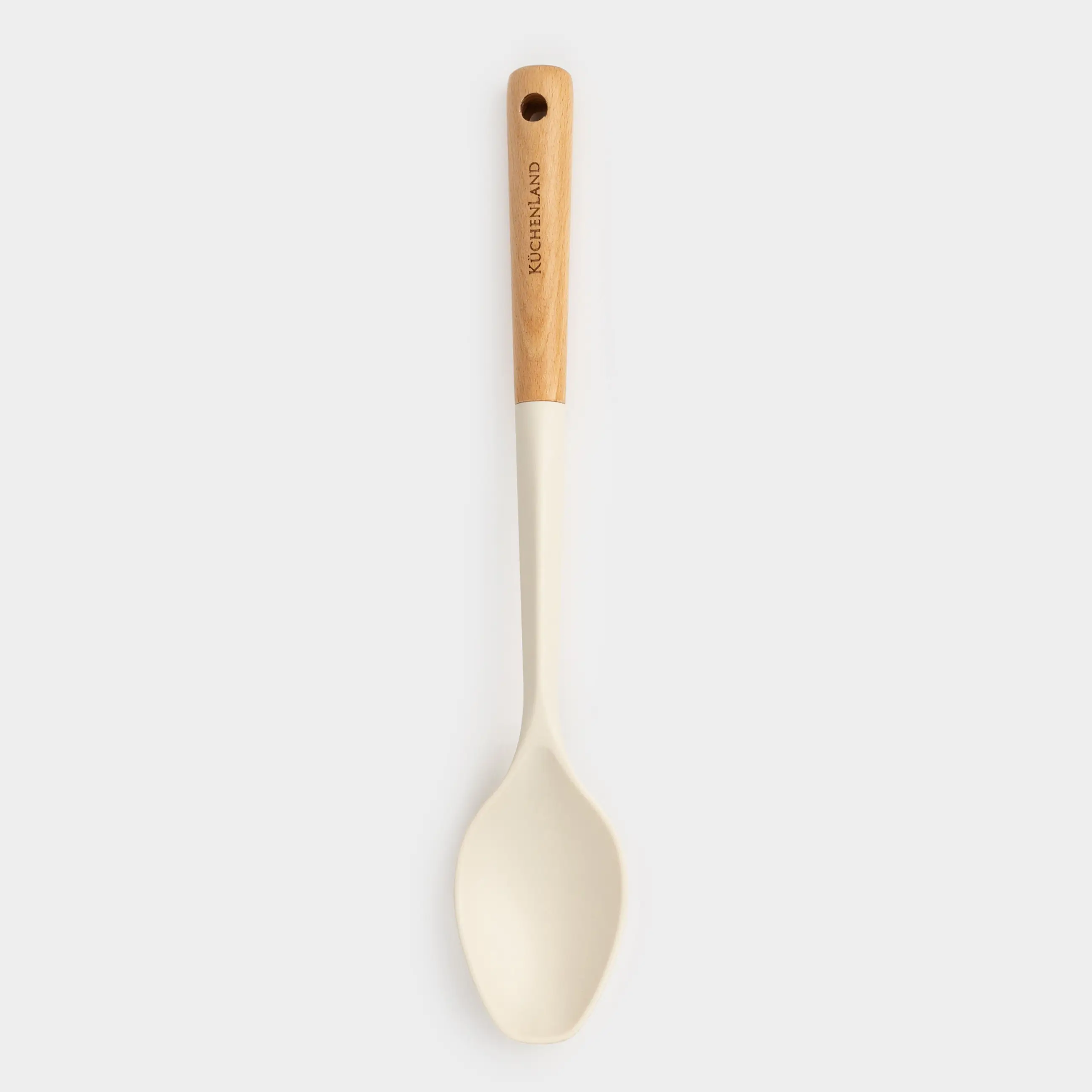 Serving spoon, 32 cm, silicone/wood, milky, Legerity