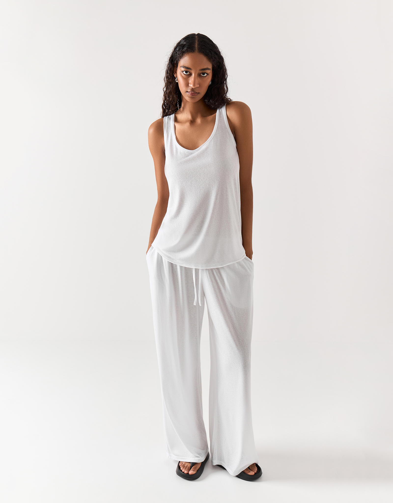 Women's top, homewear, size S, viscose / polyester, white, Railia, image-1