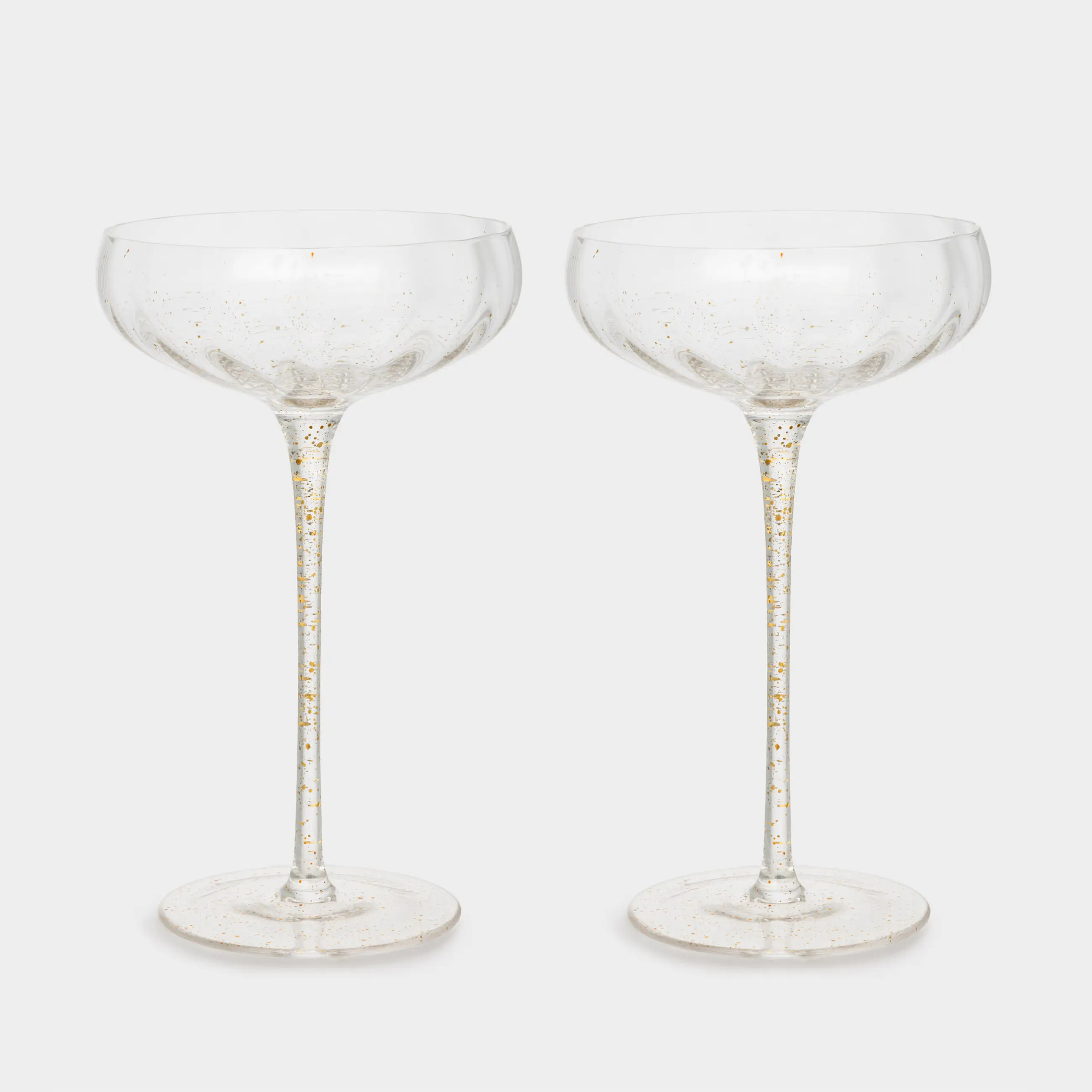 Champagne coupe glass, 220 ml, 2 pcs, glass, Golden spray, Filo R speck