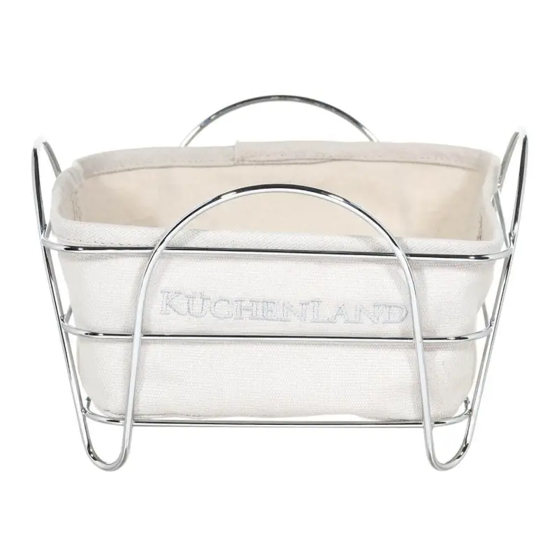Bread basket, 21x21 cm, cotton/metal, square, Grey/silver, Twist silver