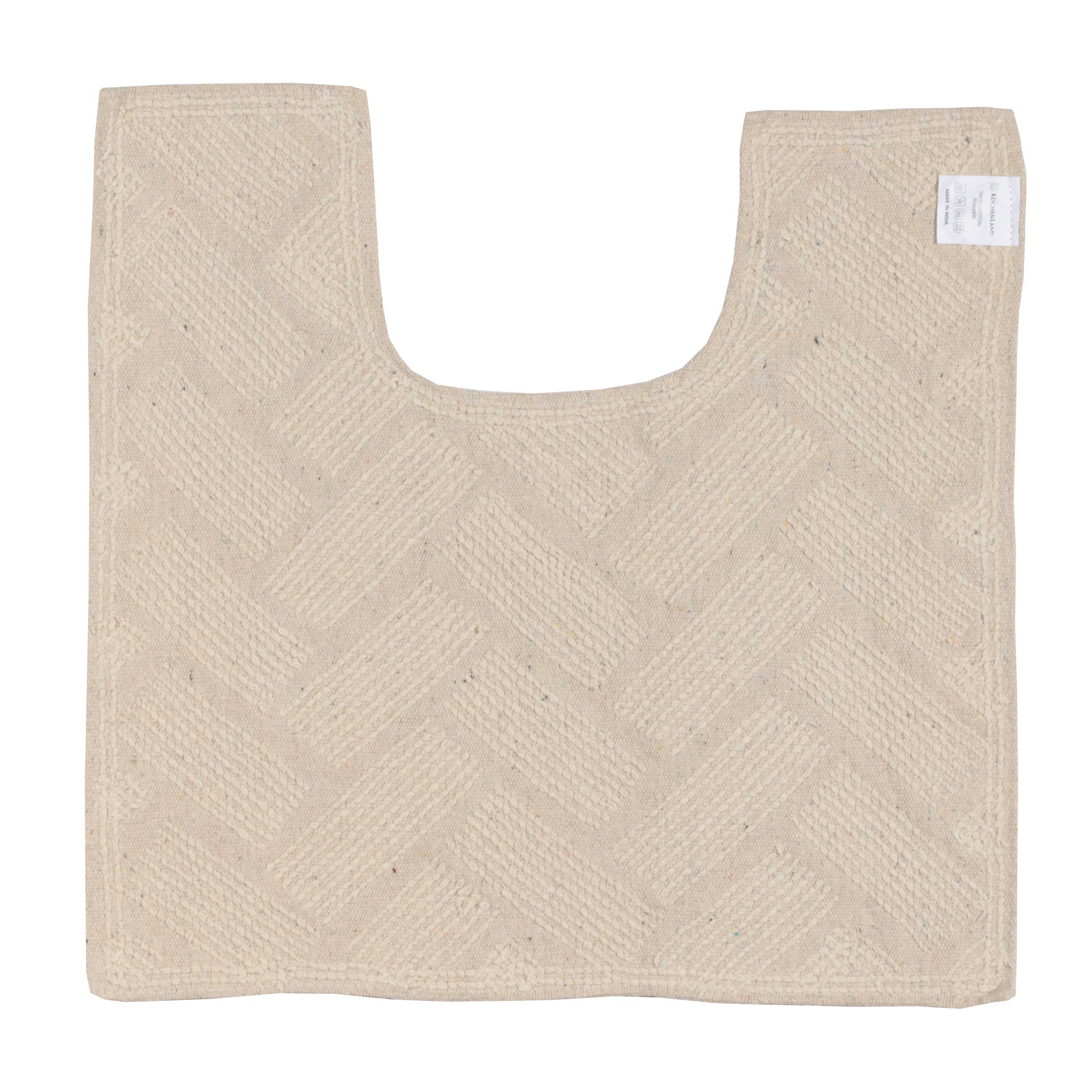 Bathroom mat, 50x80 / 50x50 cm, 2 pcs, Anti-slip, Cotton, Milk, Neutral, image-3