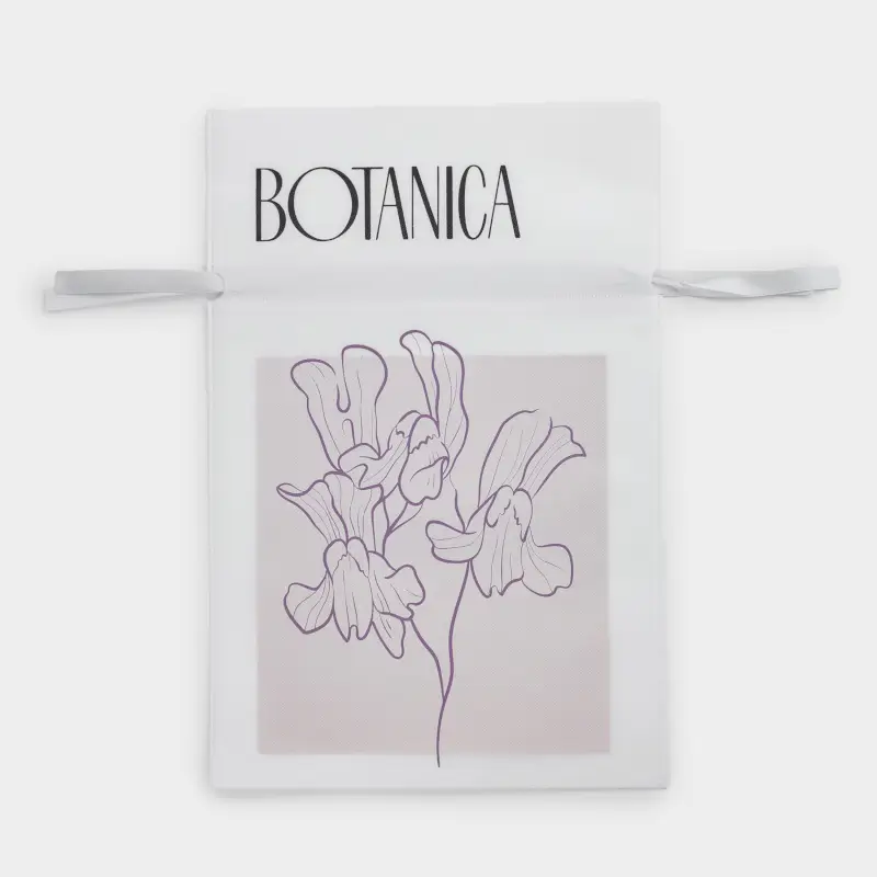 Gift bag, 40x56 cm, with ties, polypropylene, white, Flower, Botanica ,image-0