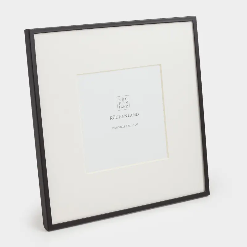 Photo frame, 18x18 cm, with passepartout, metal / glass, Black, Frames ,image-0