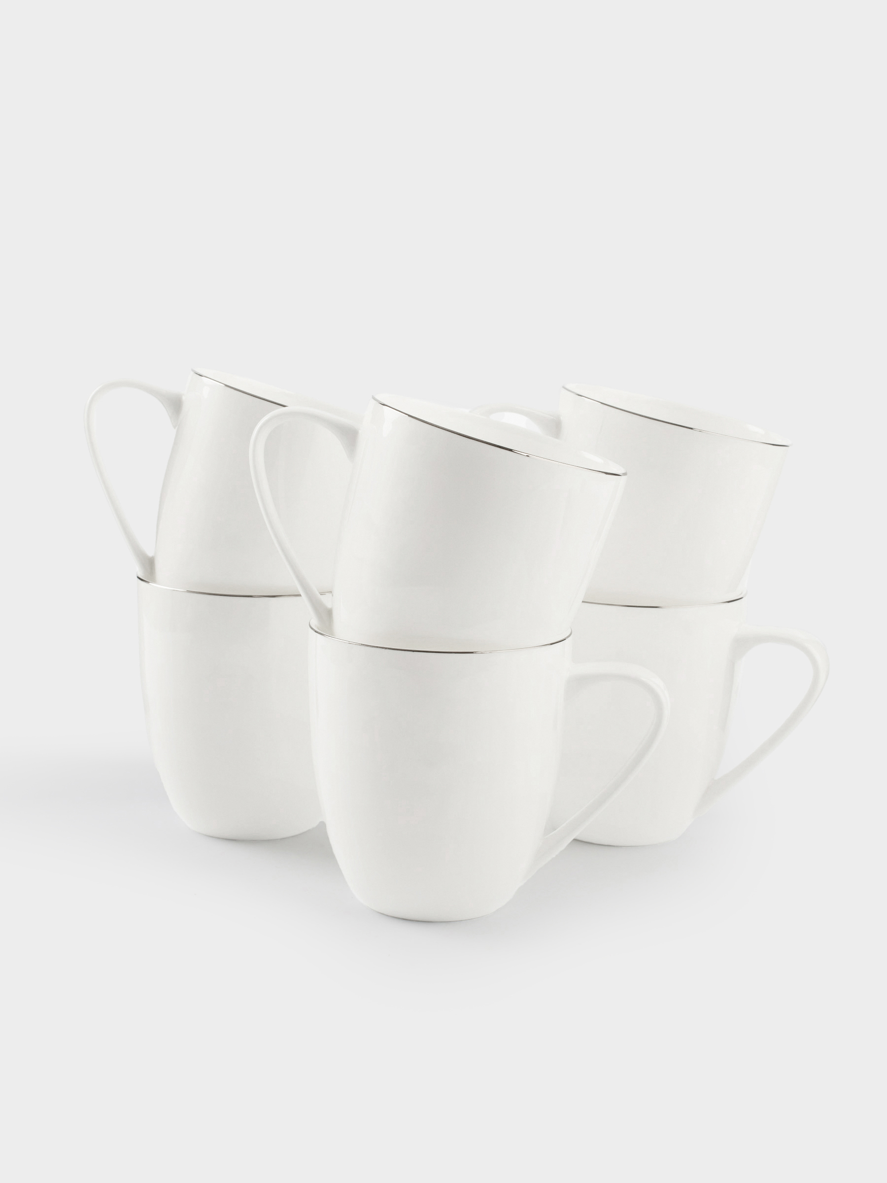 Mug, 450 ml, 6 pcs, porcelain F, white, Ideal silver, image-0