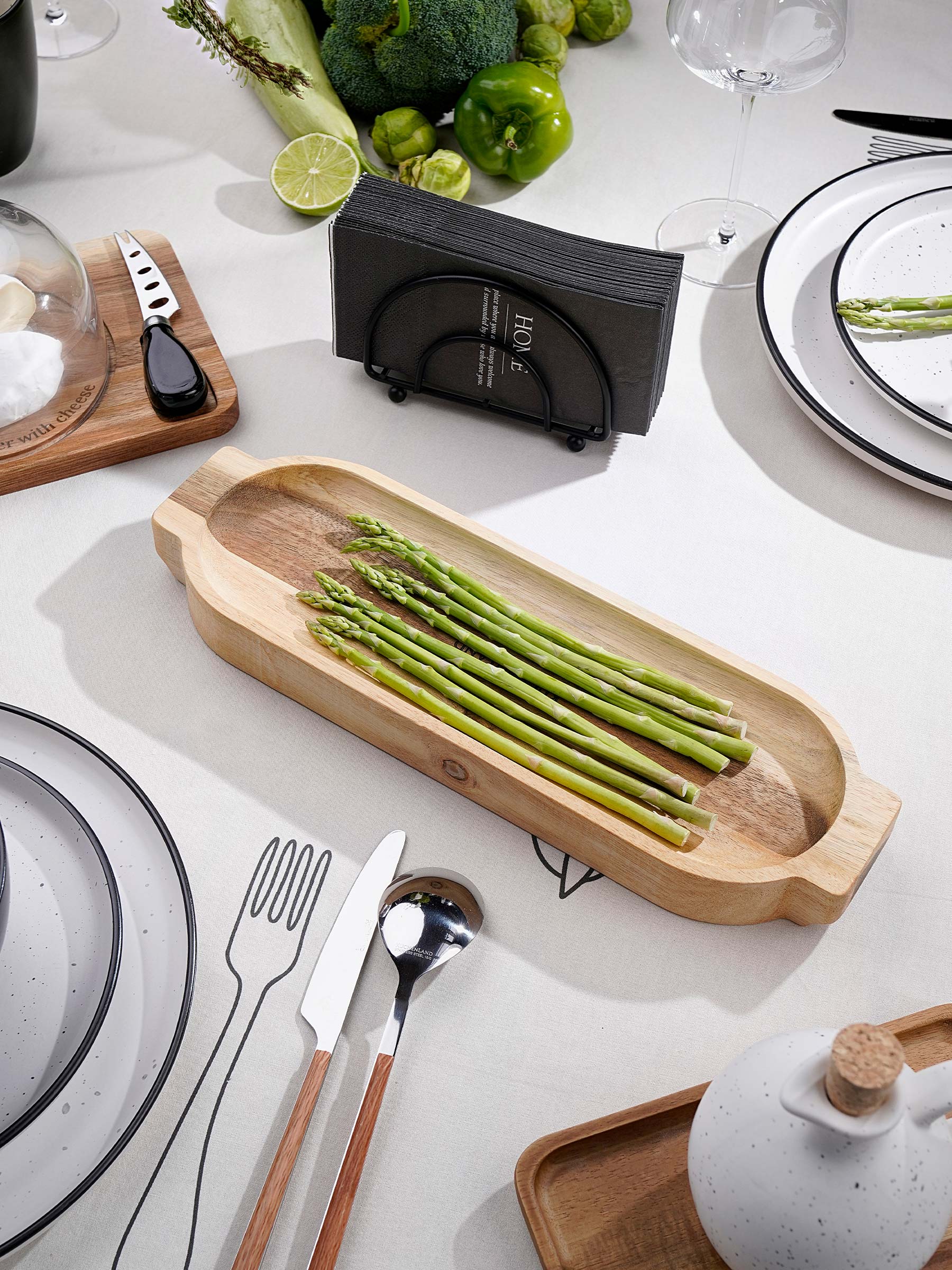 Serving dish, 35x11 cm, with handles, wood, Noble tree 