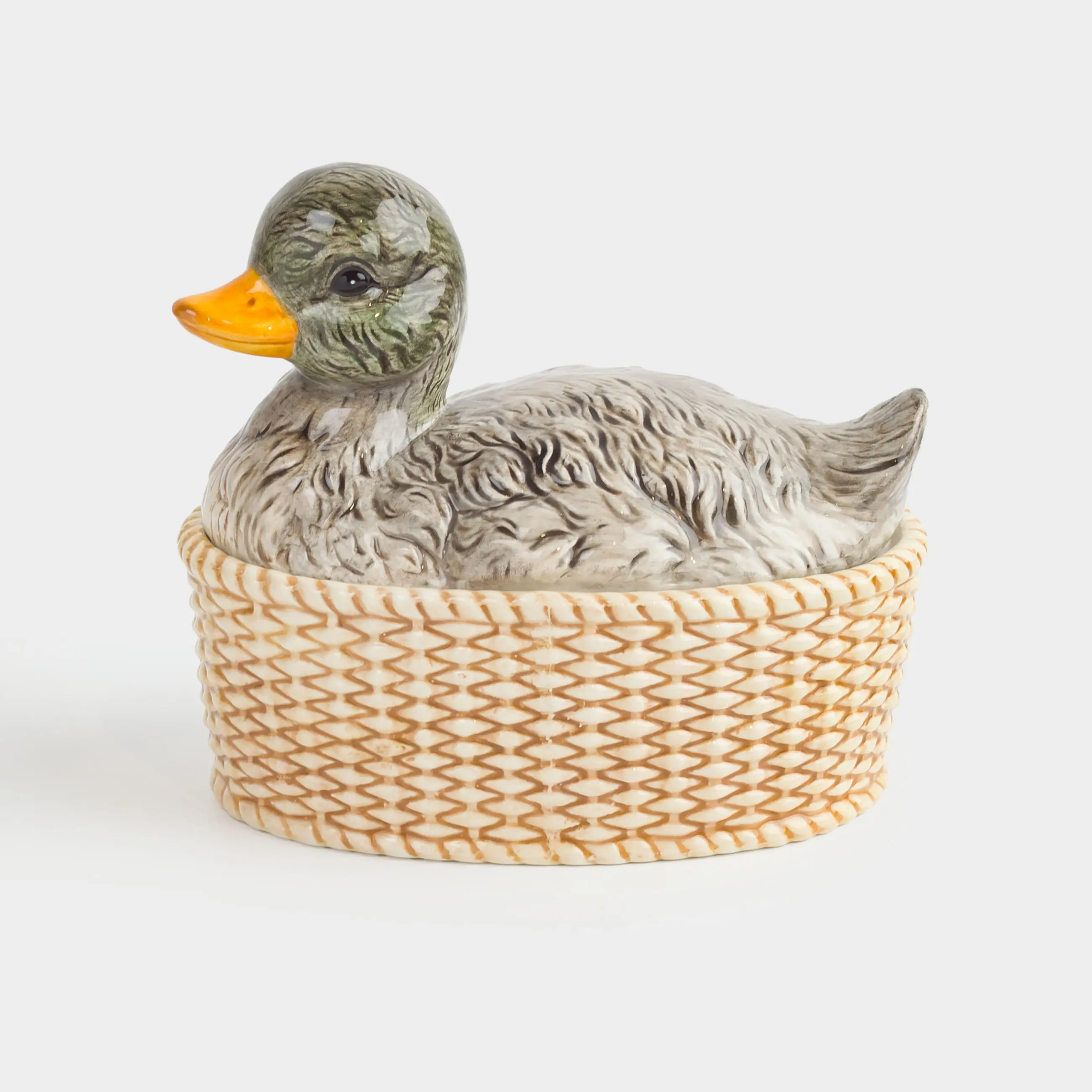 Storage container, 17x16 cm, 600 ml, ceramic, Duck on basket, Duck, image-0