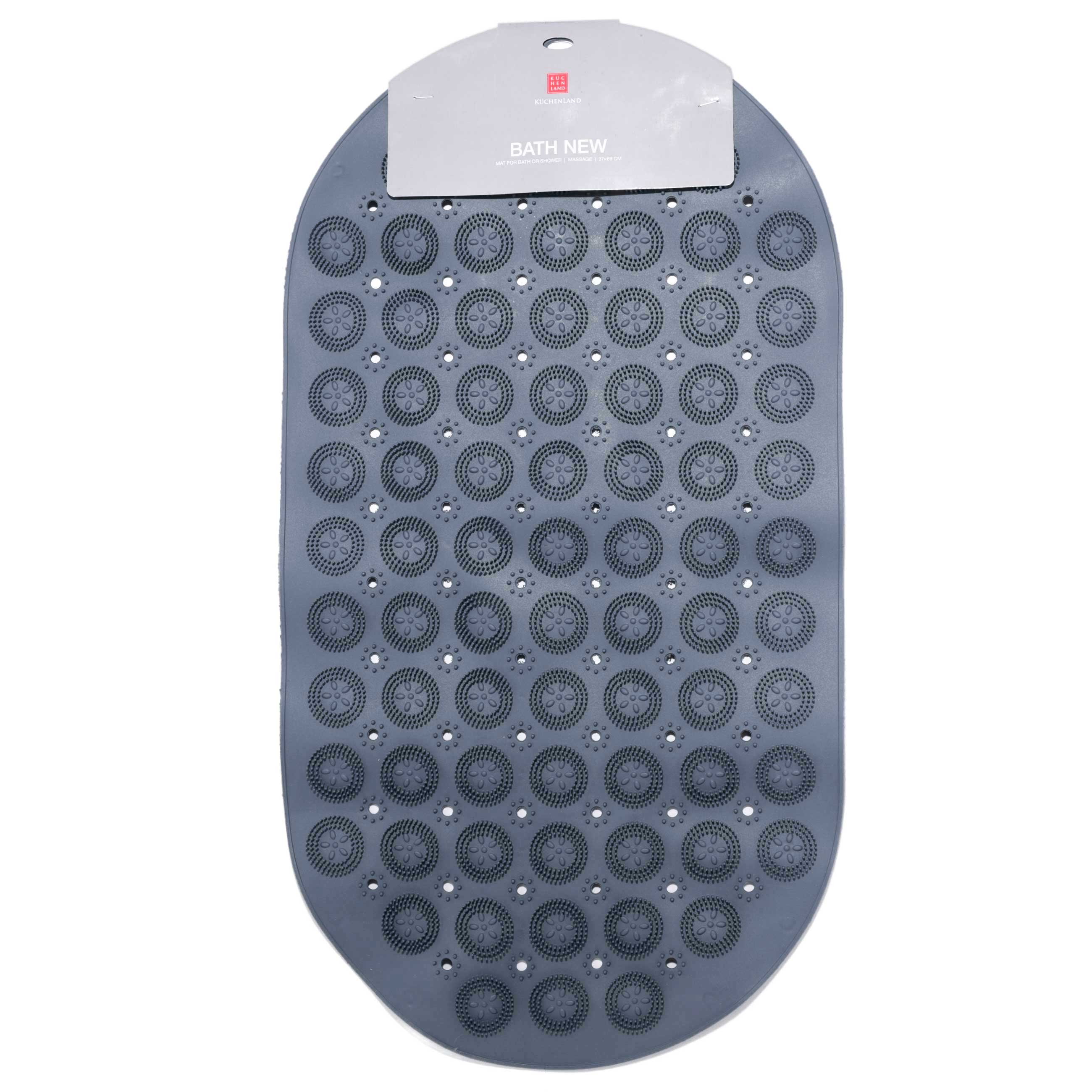 Bath/shower mat, 37x69 cm, massage, rubber, oval, grey, Bath new, image-2