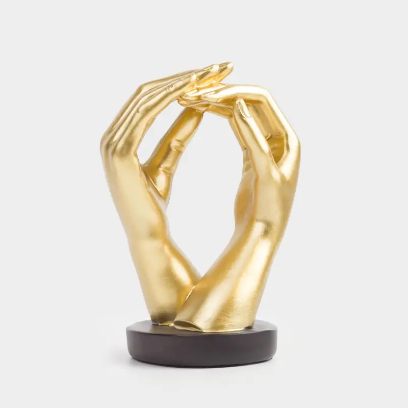 Statuette, 22 cm, polyresin, golden, Hands, Hand ,image-0