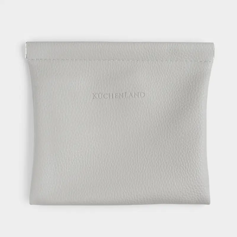 Cosmetic bag, 18x14 cm, with clip, polyurethane, grey, Memo ,image-0