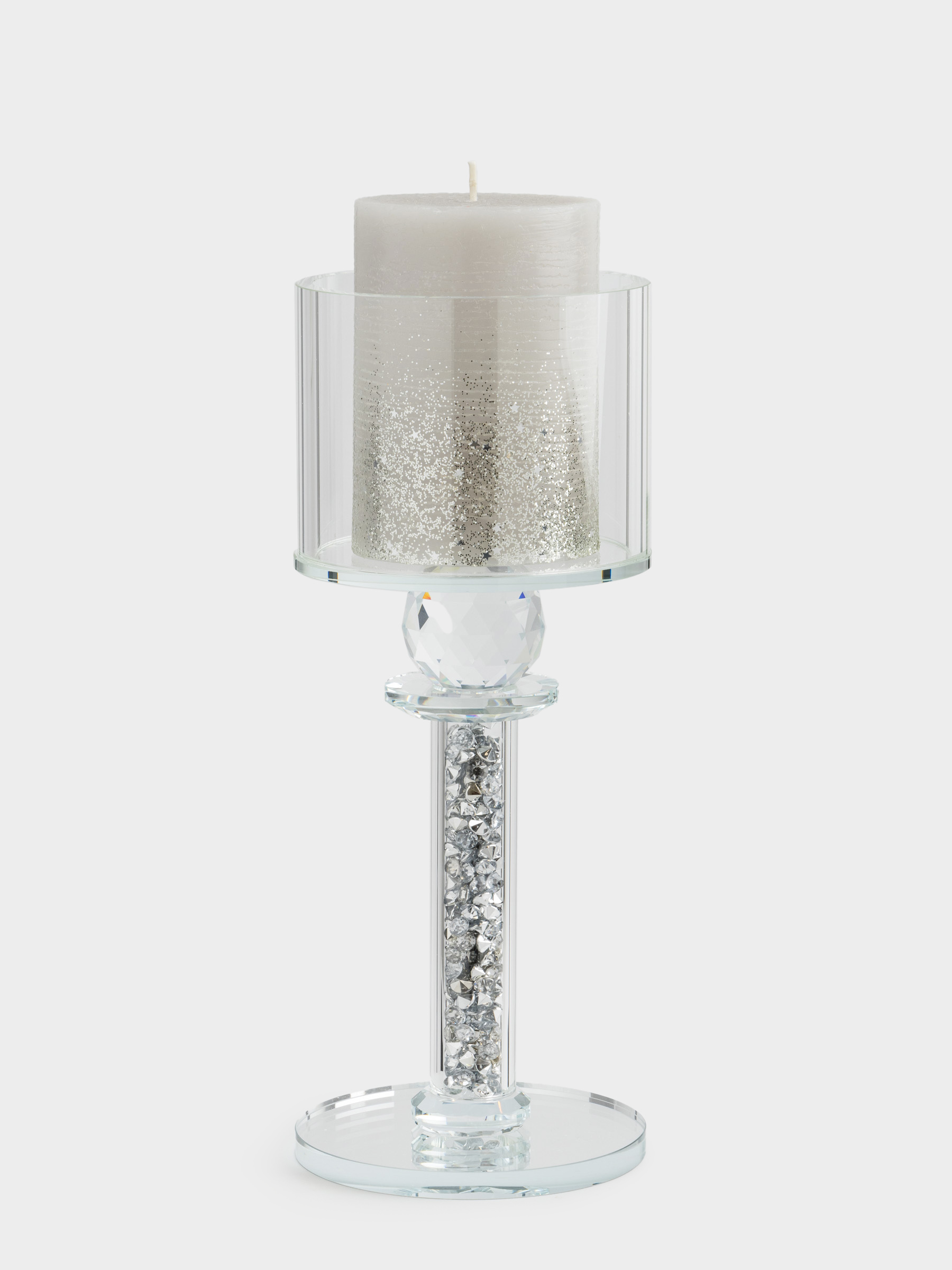 Candlestick, 25 cm, for a cylindrical candle, on a leg, crystal glass / resin, Lux crystal, image-3