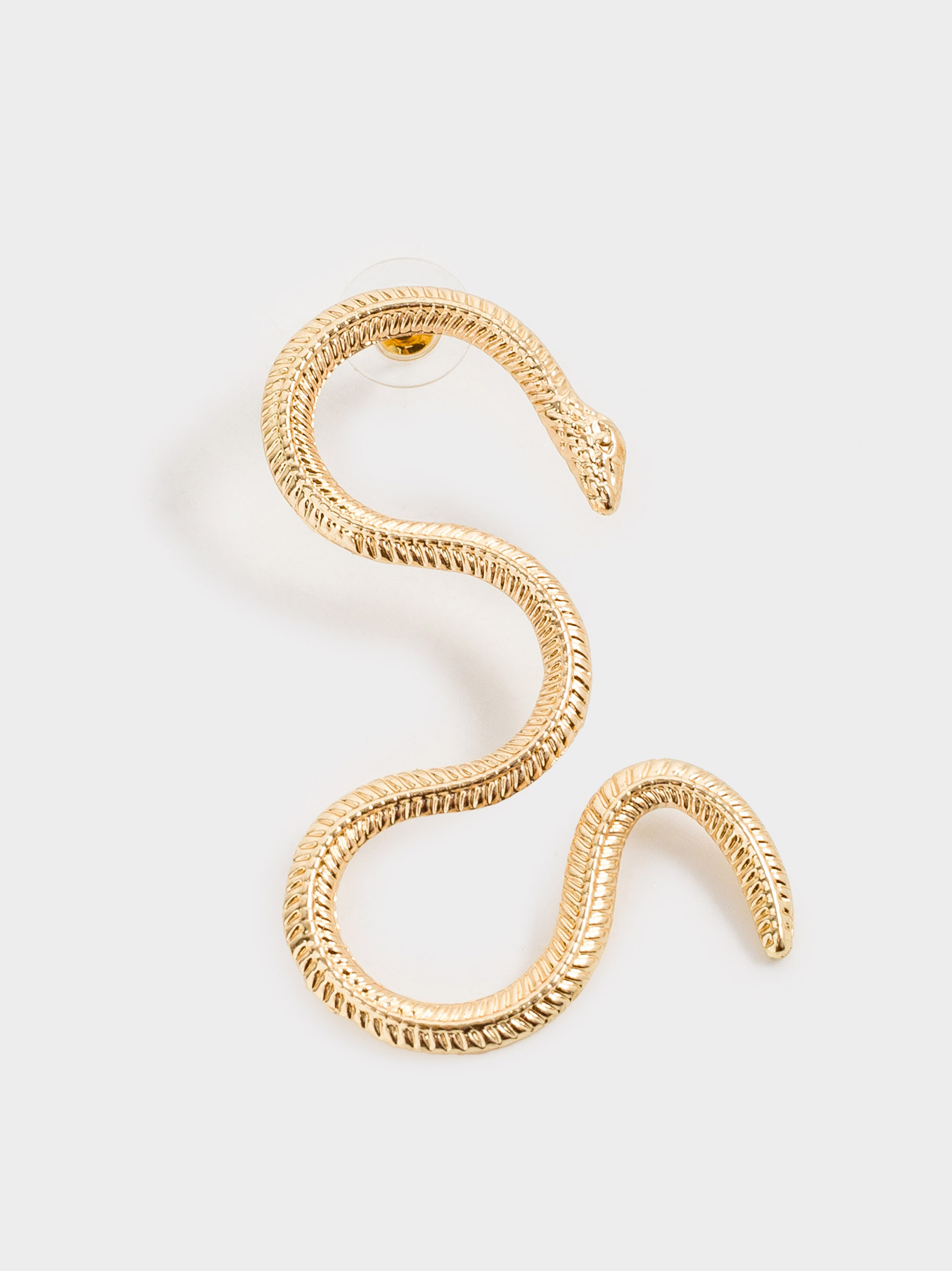 Earrings, 6 cm, 2 pieces, metal, gold, Snake, Jewelry snake