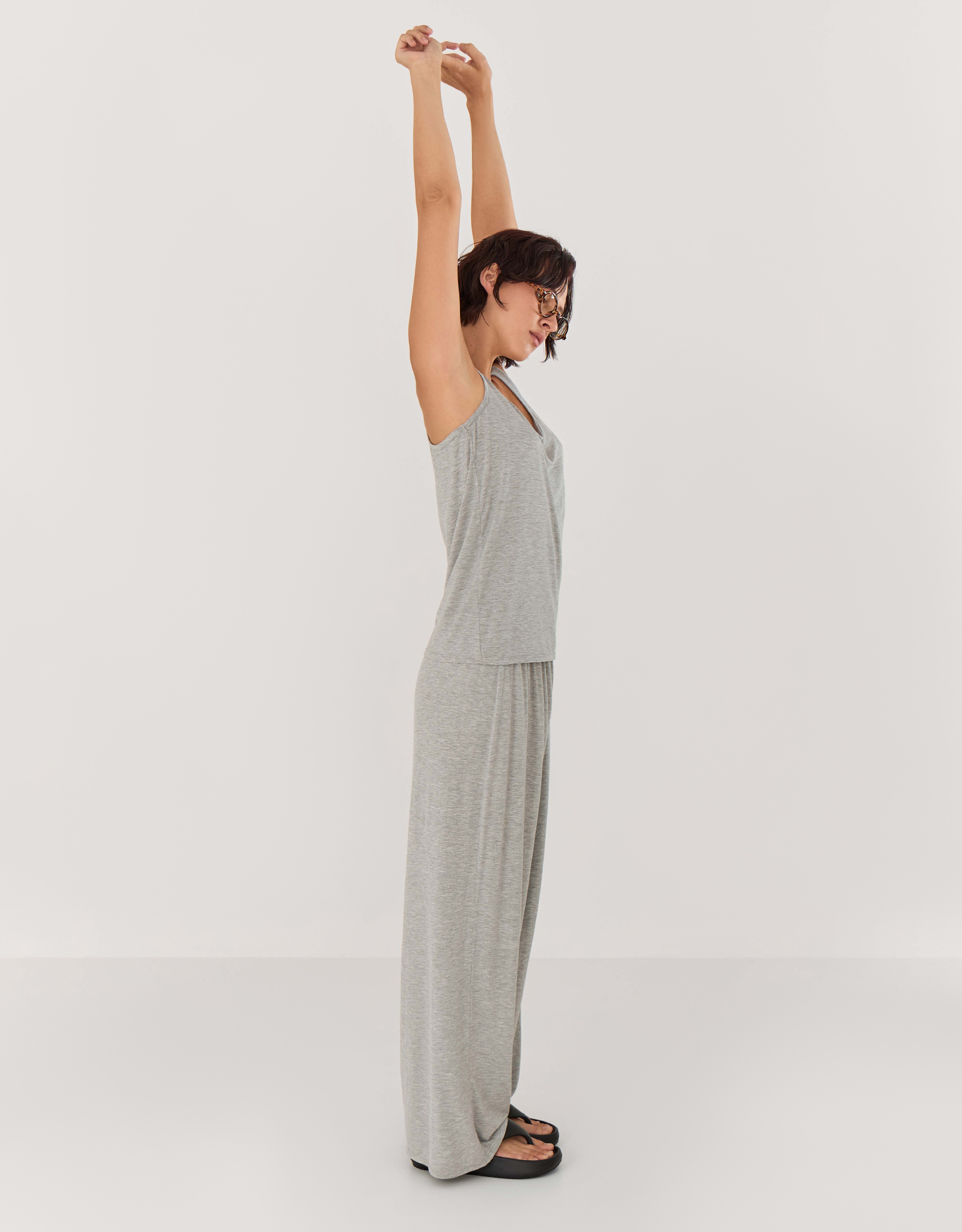 Women's top, homewear, size S, bamboo, grey melange, Rima, image-2
