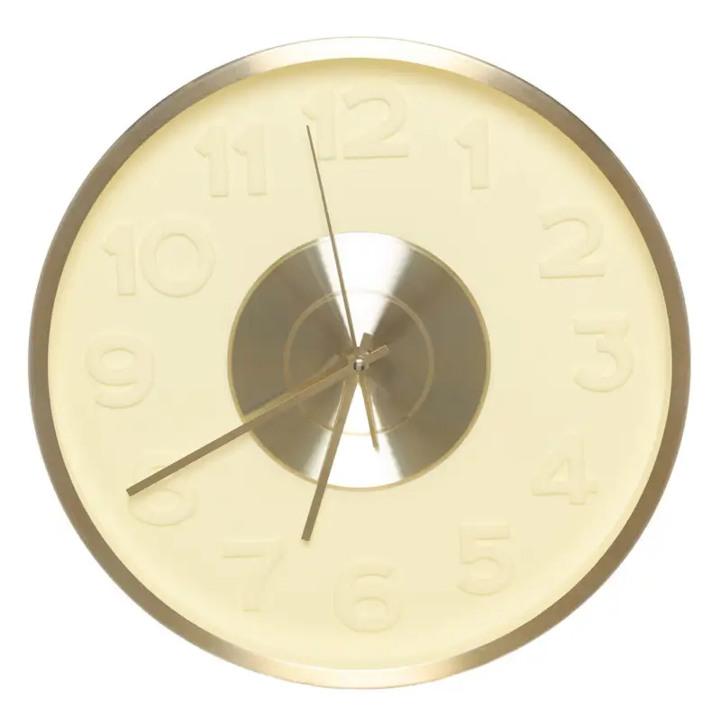 Wall clock, 30 cm, illuminated, plastic / glass, round, golden, Fantastic gold