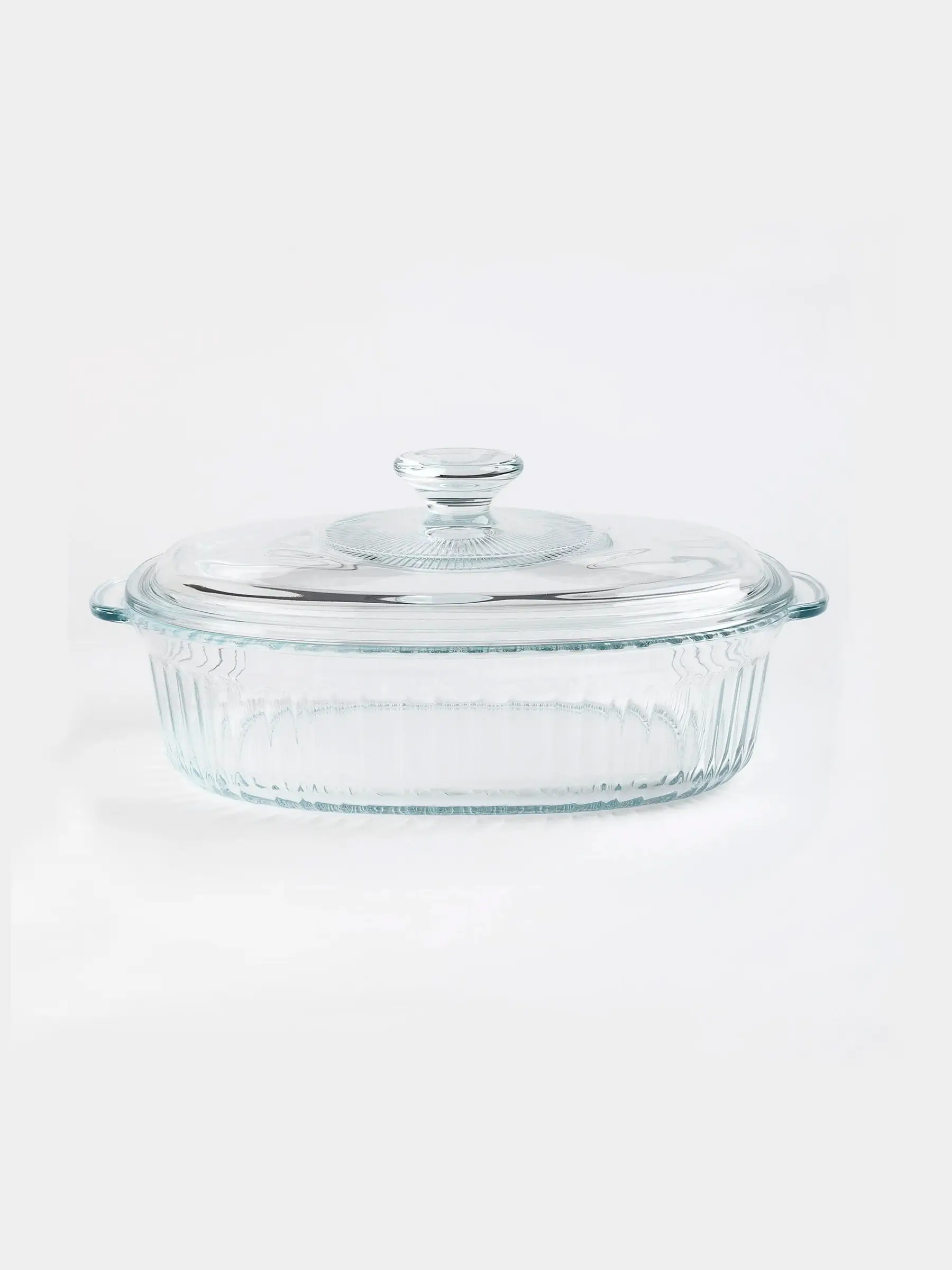 Baking dish, 27x19 cm, 1.8 L, with lid, glass T, Oval, Cook ribbed